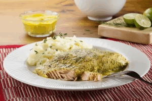 Salmón a la mostaza y limón