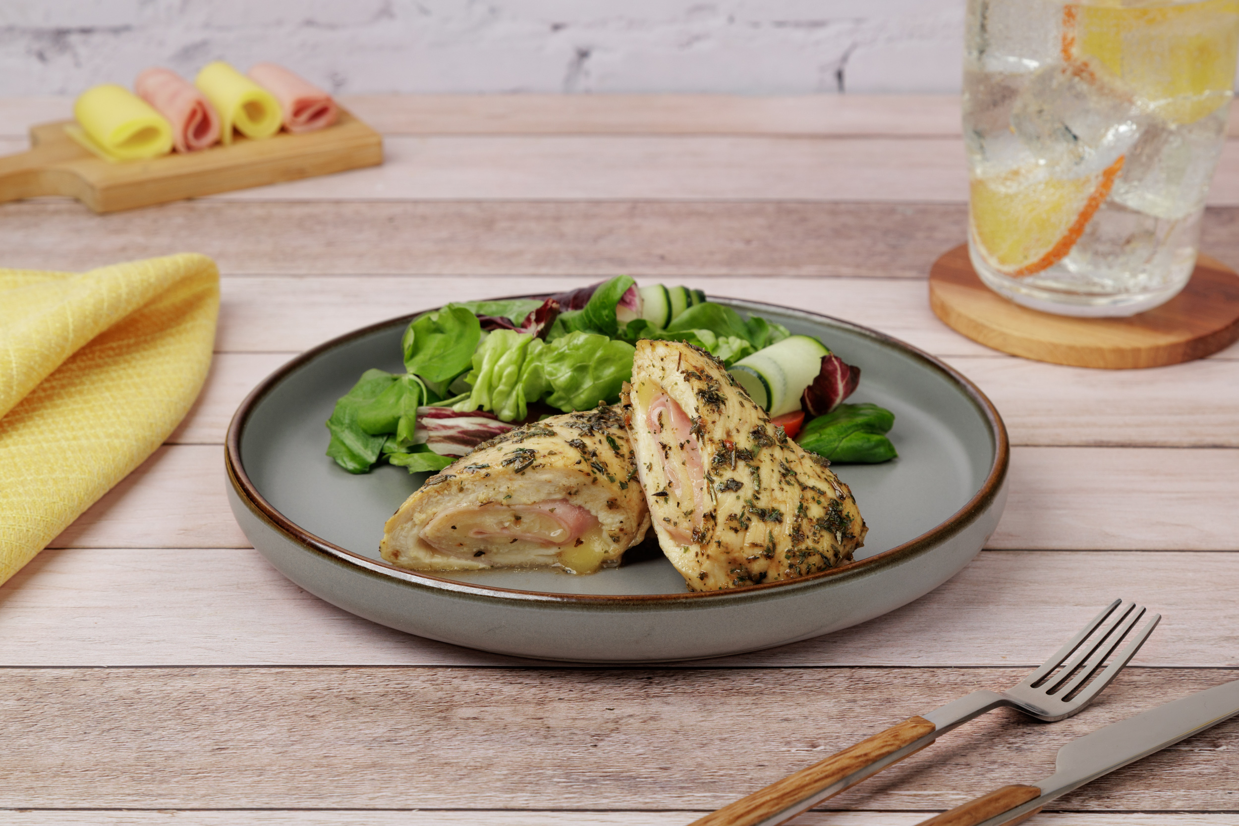 Rollitos de Pollo con Jamón y Queso