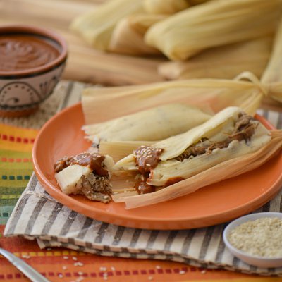 Tamales de Carne Deshebrada con Salsa de Mole | El Mejor Nido