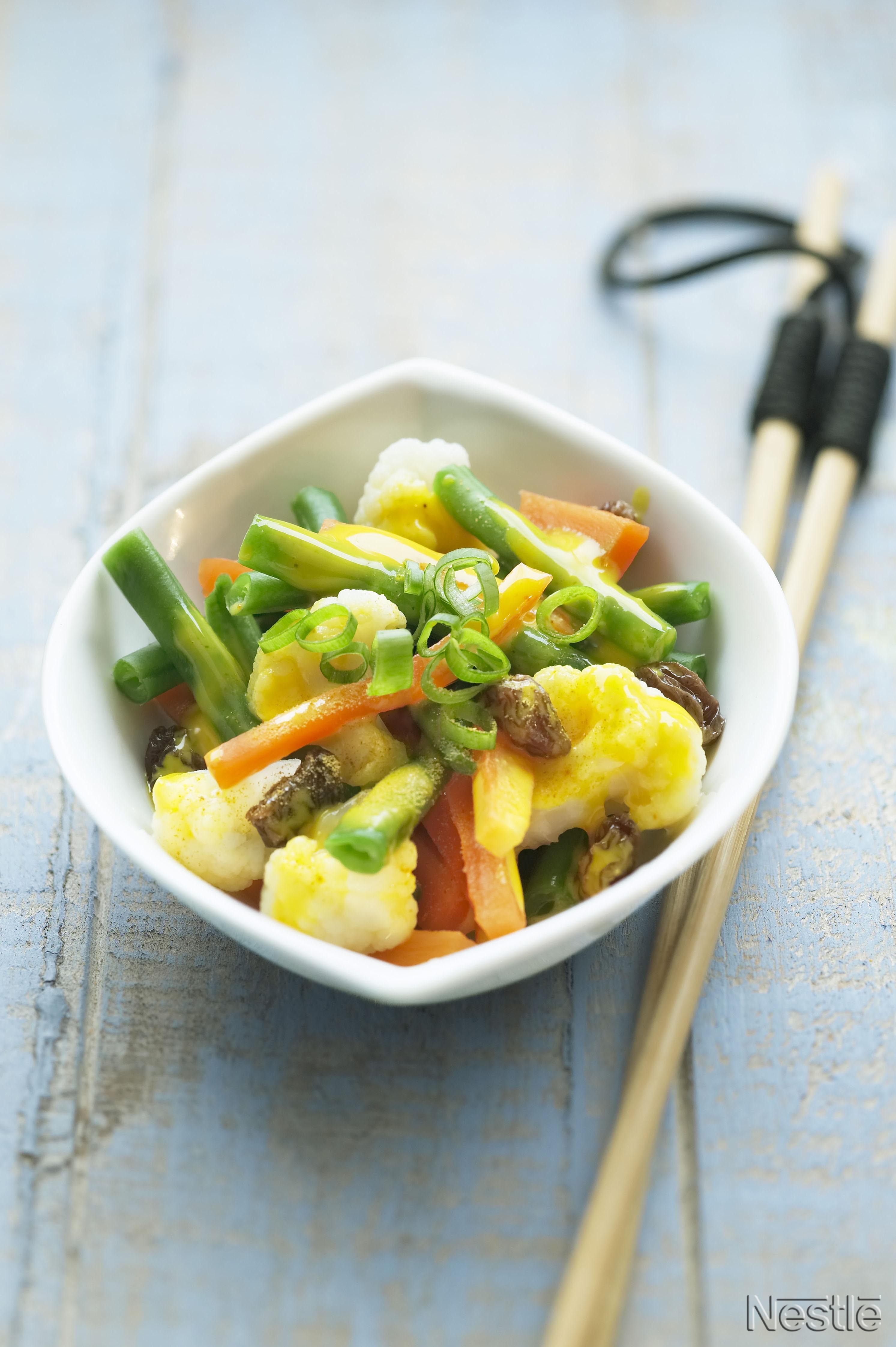 Verduras con azafrán y curry
