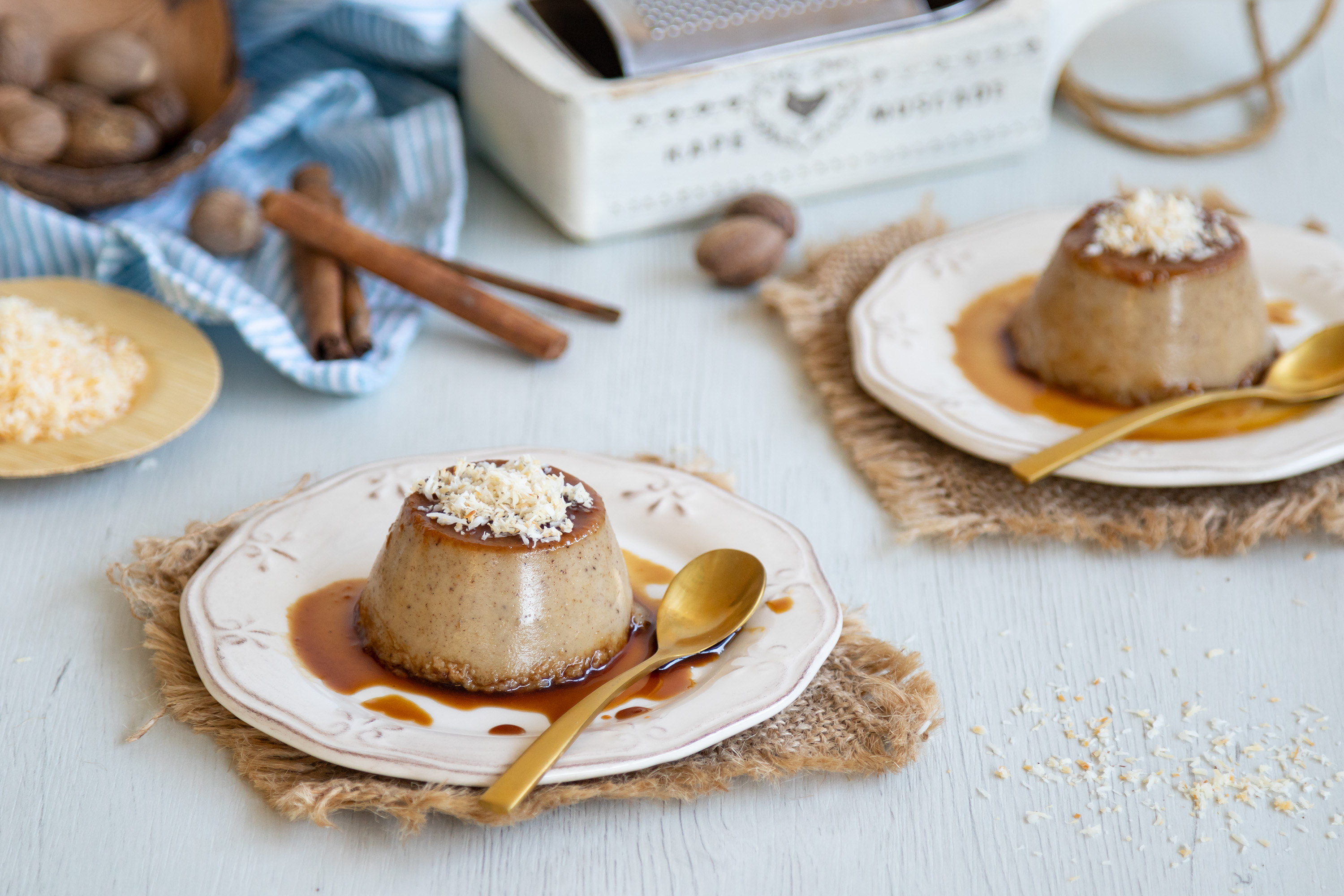 Flan de coco y especias
