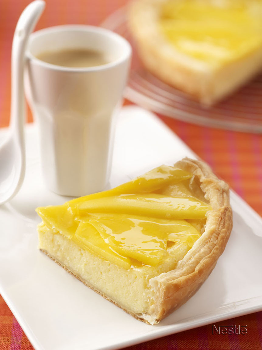 Pastel de mango y queso fresco