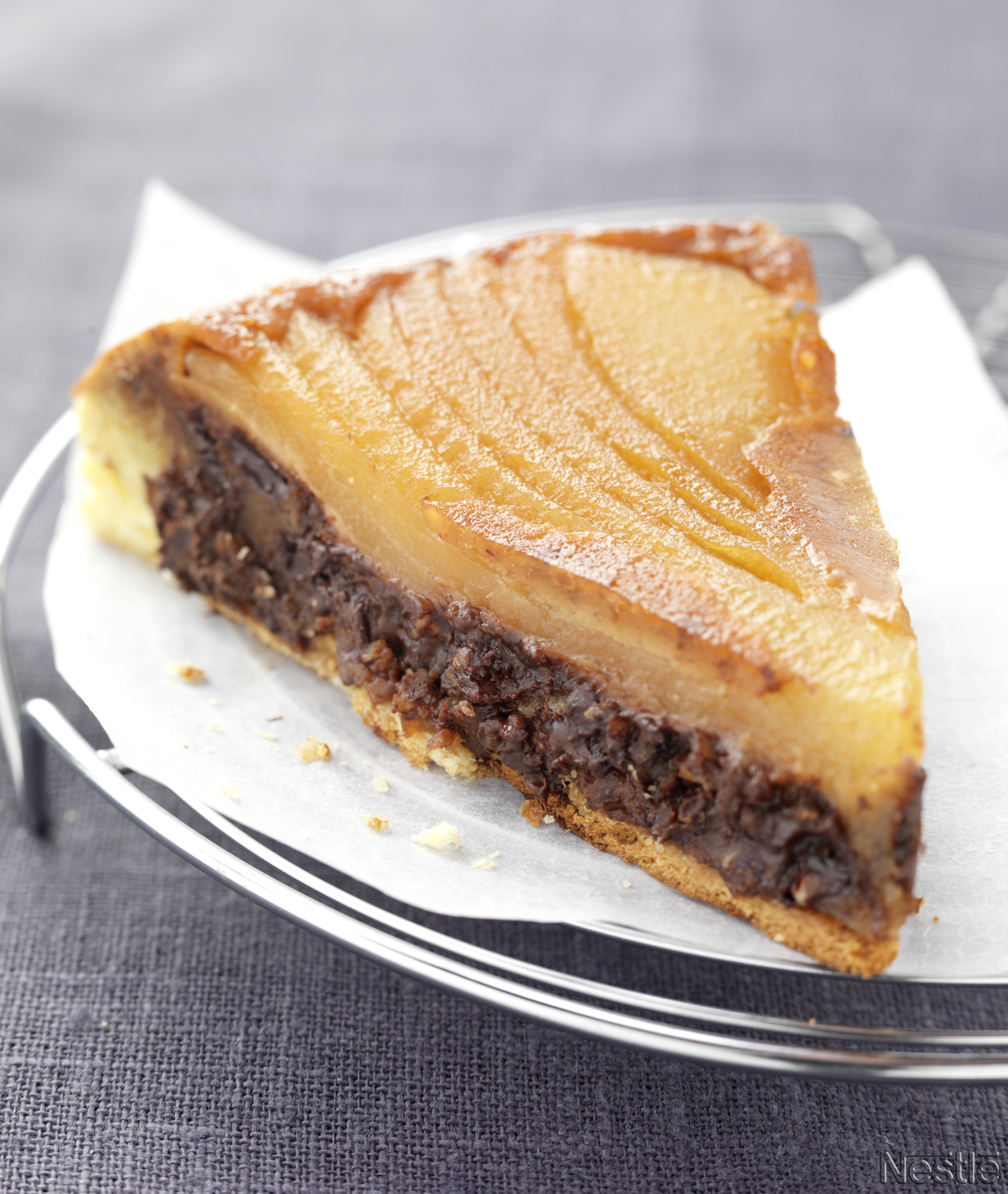 Tarta tatin de peras y chocolate