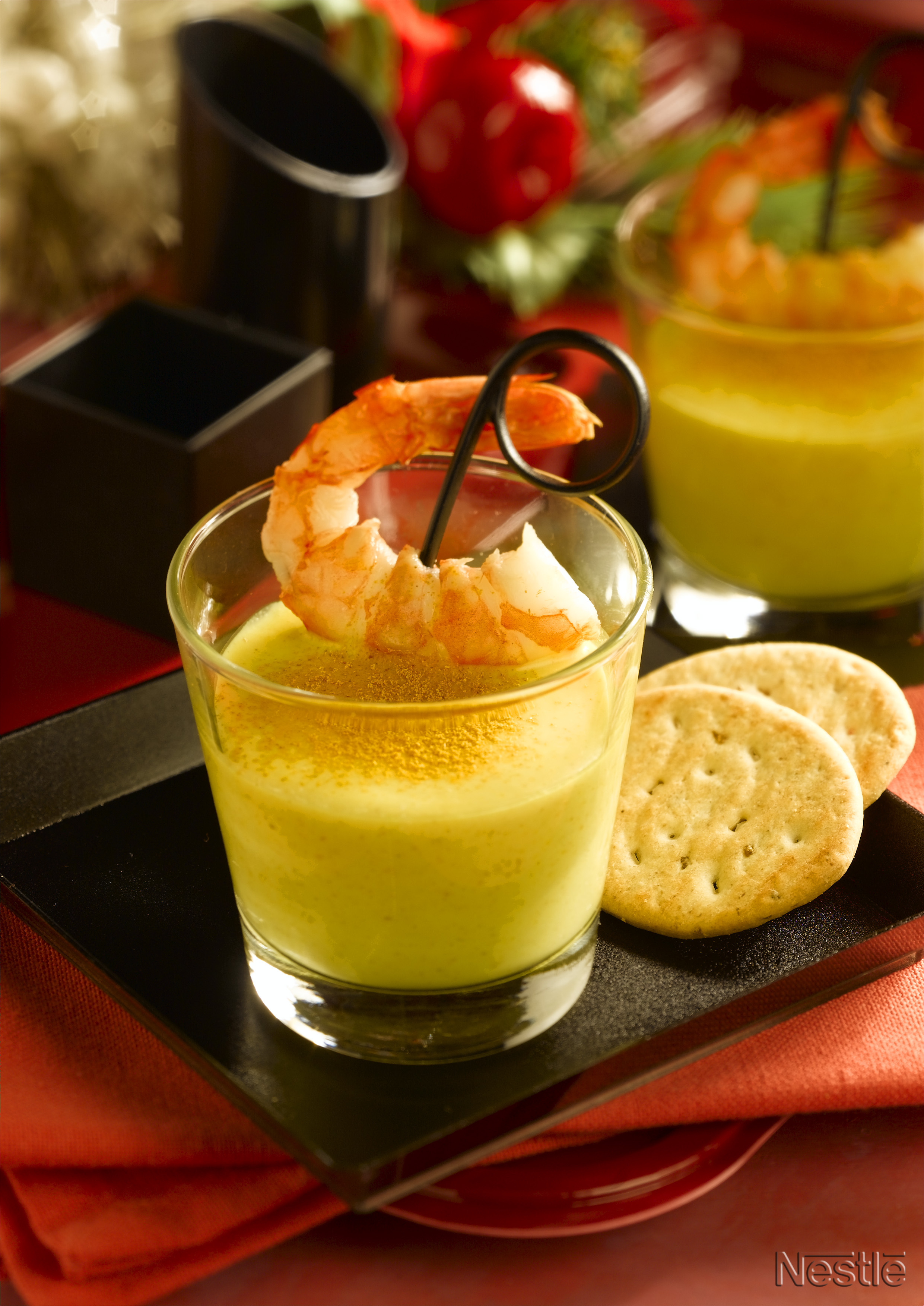 Gambas con crema de curry