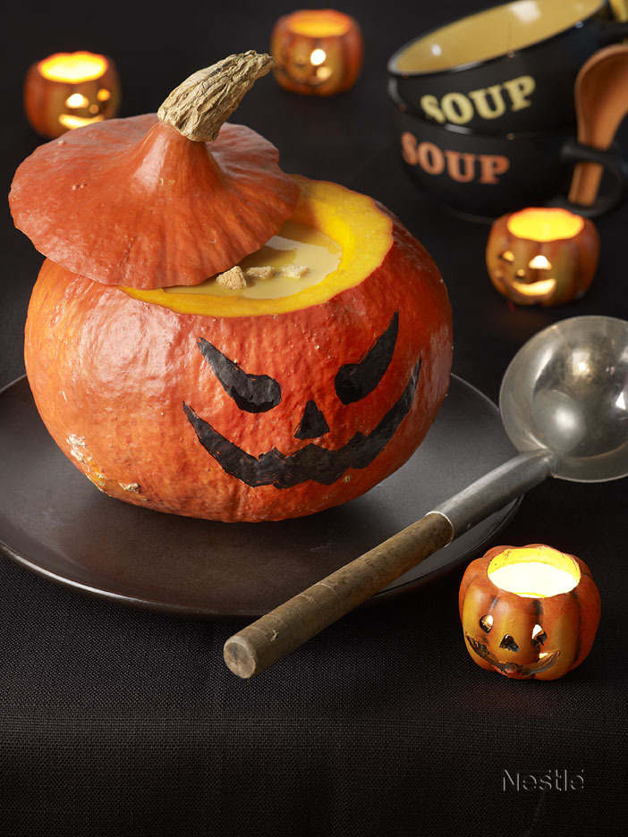 Sopa de calabaza y queso (cara agresiva)