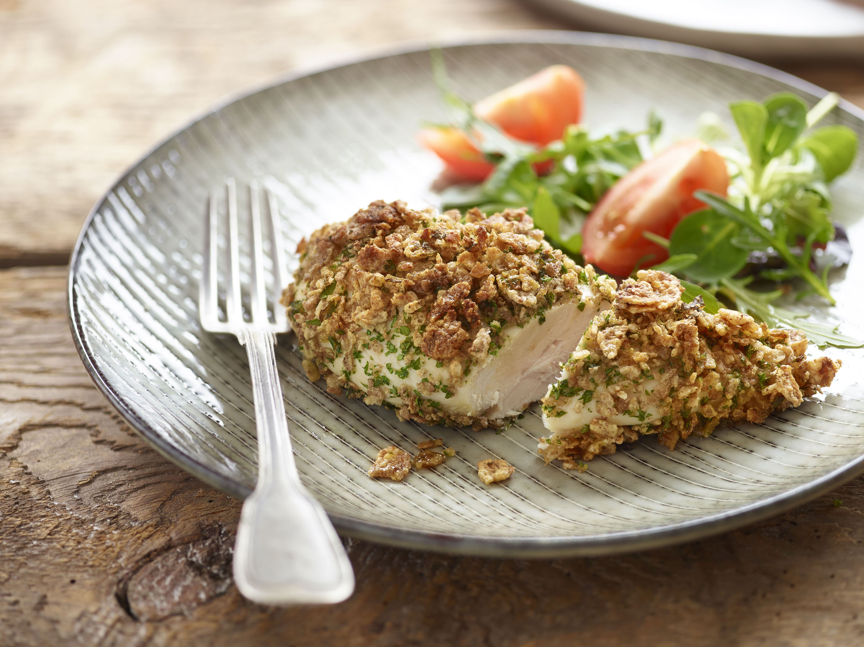 Pollo crujiente a las hierbas con cereales sin gluten