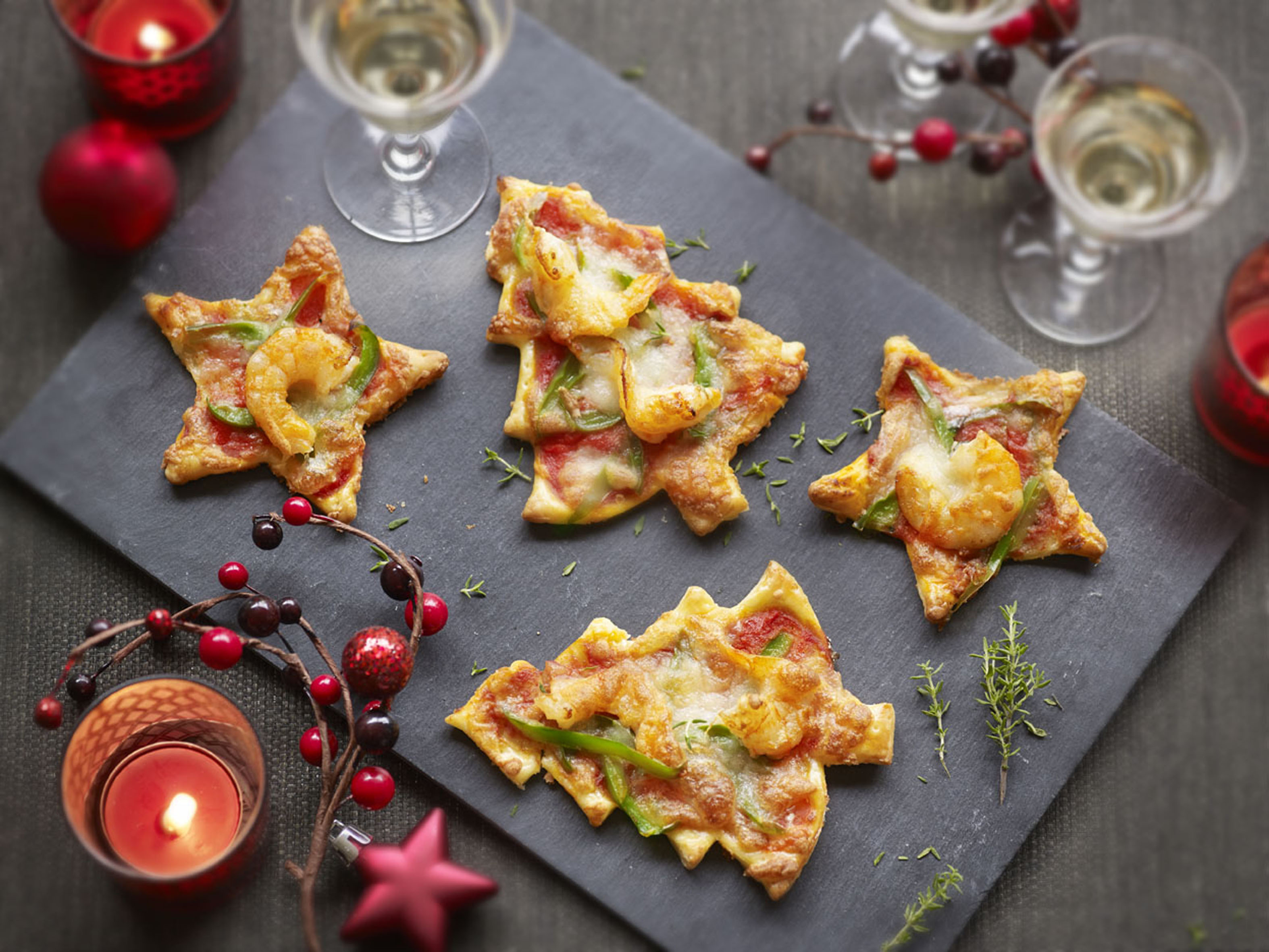 Mini pizzas de árboles de Navidad