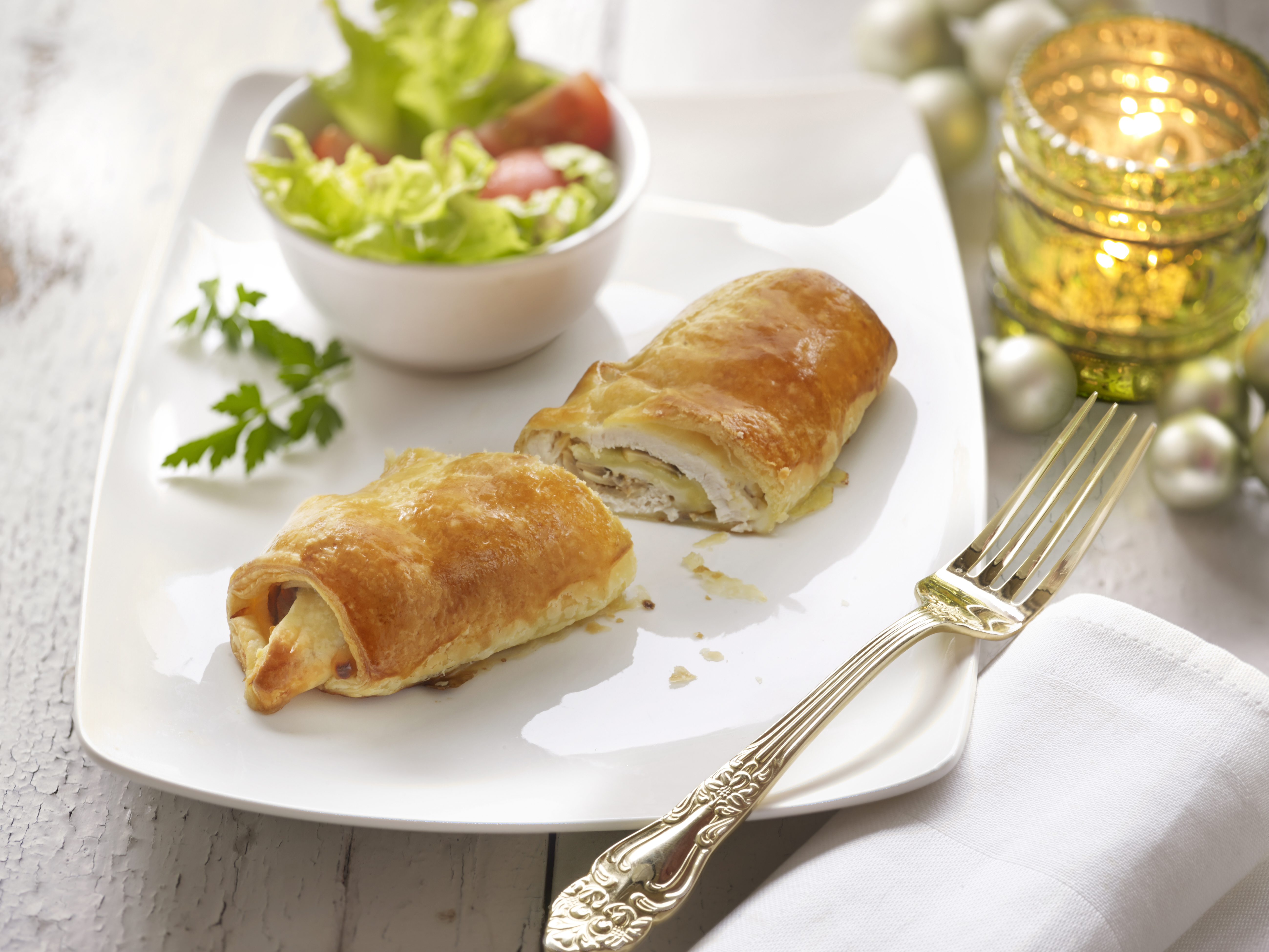 Wraps de hojaldre con pollo y setas