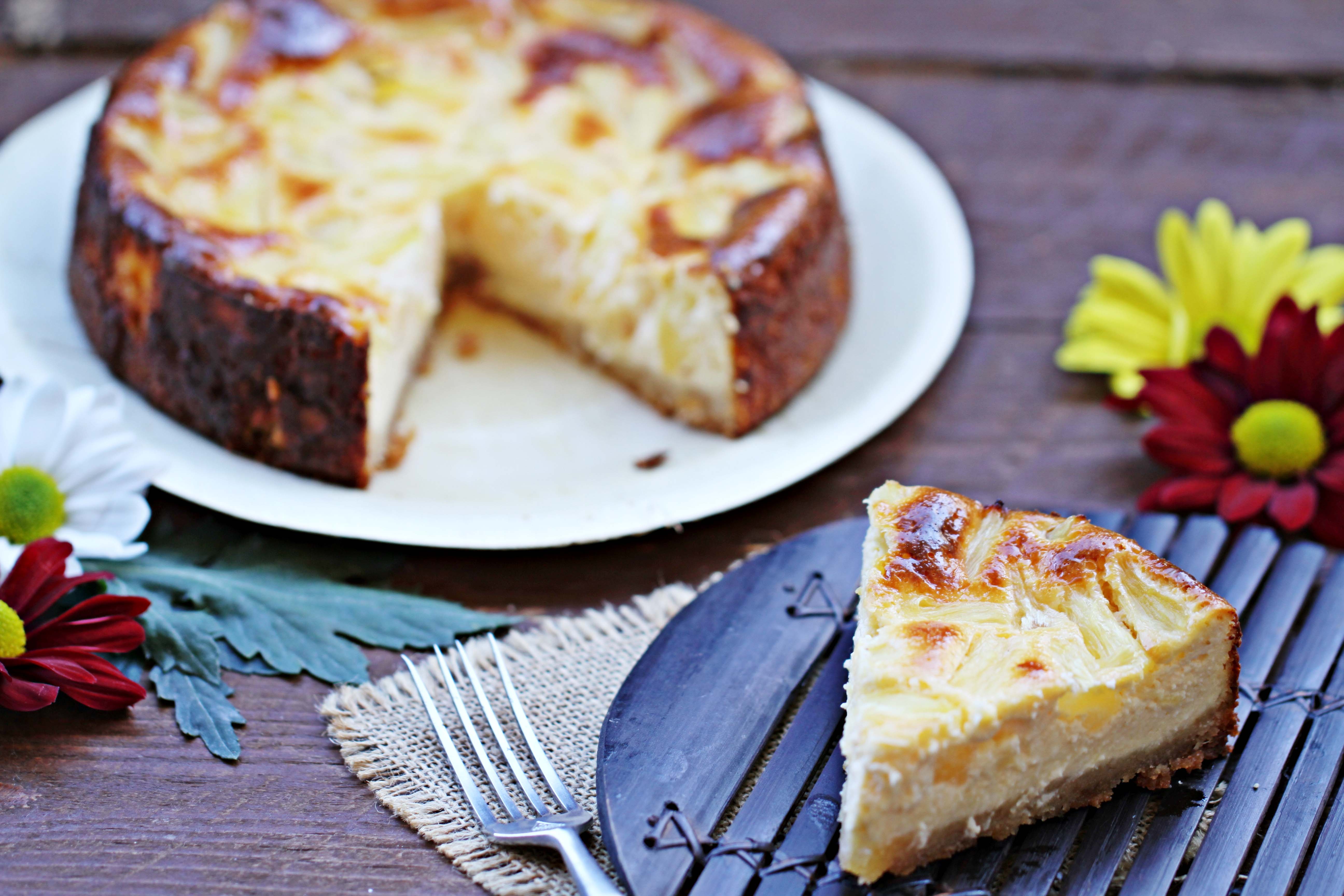 Tarta de queso y piña