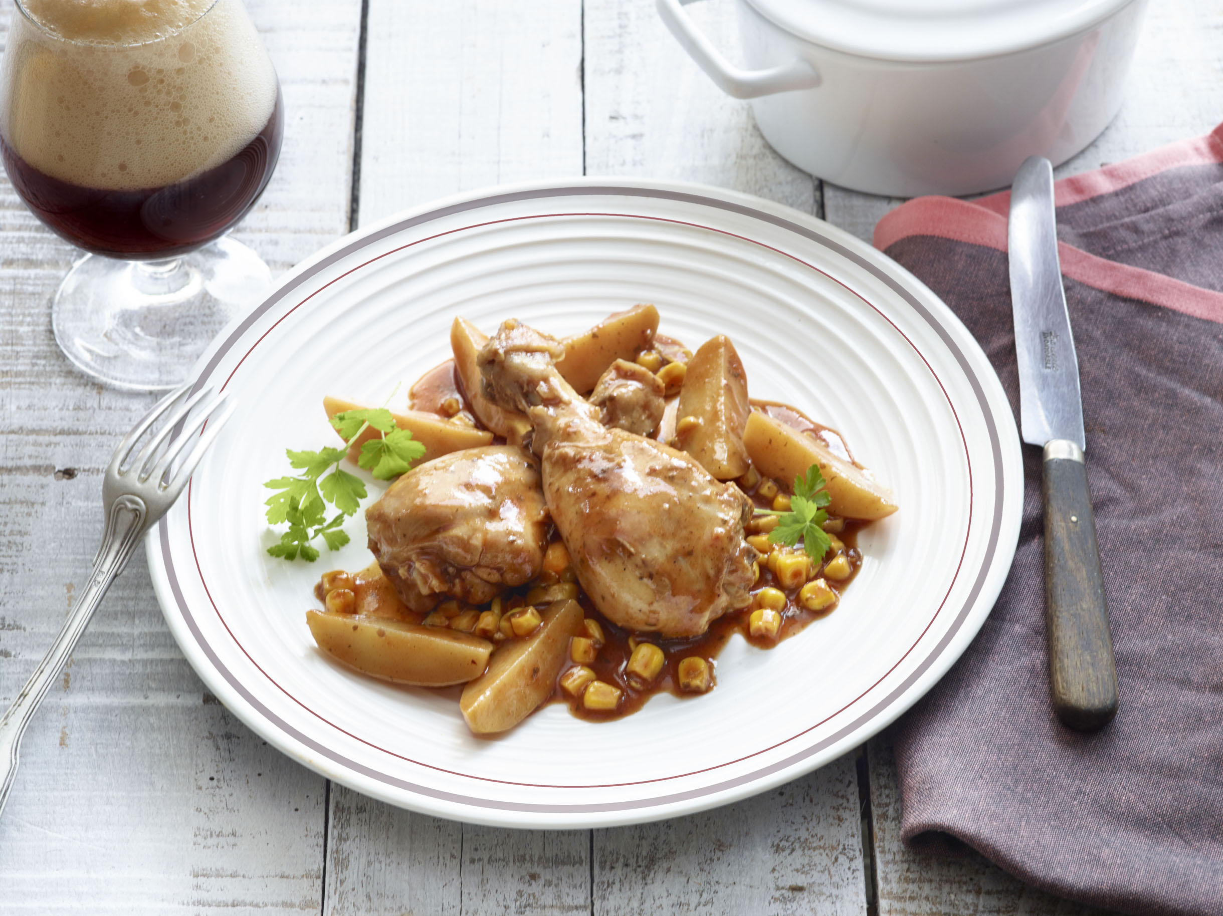 Pollo al horno con cerveza negra a la mejicana