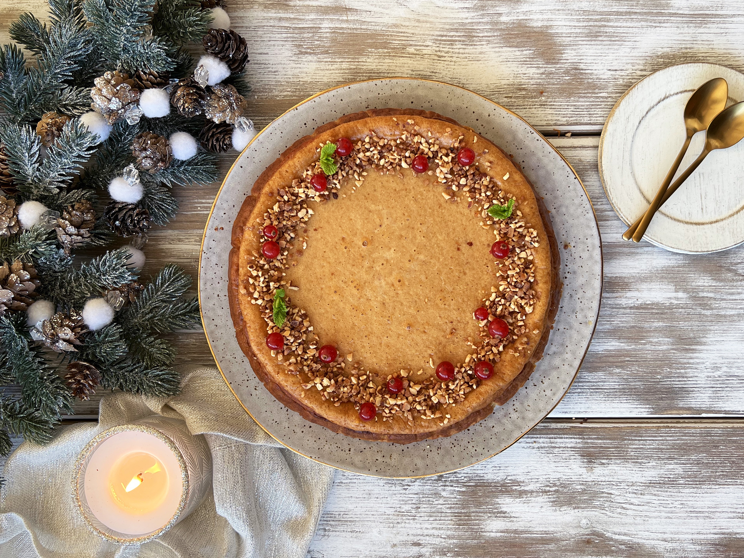 Tarta de queso y turrón