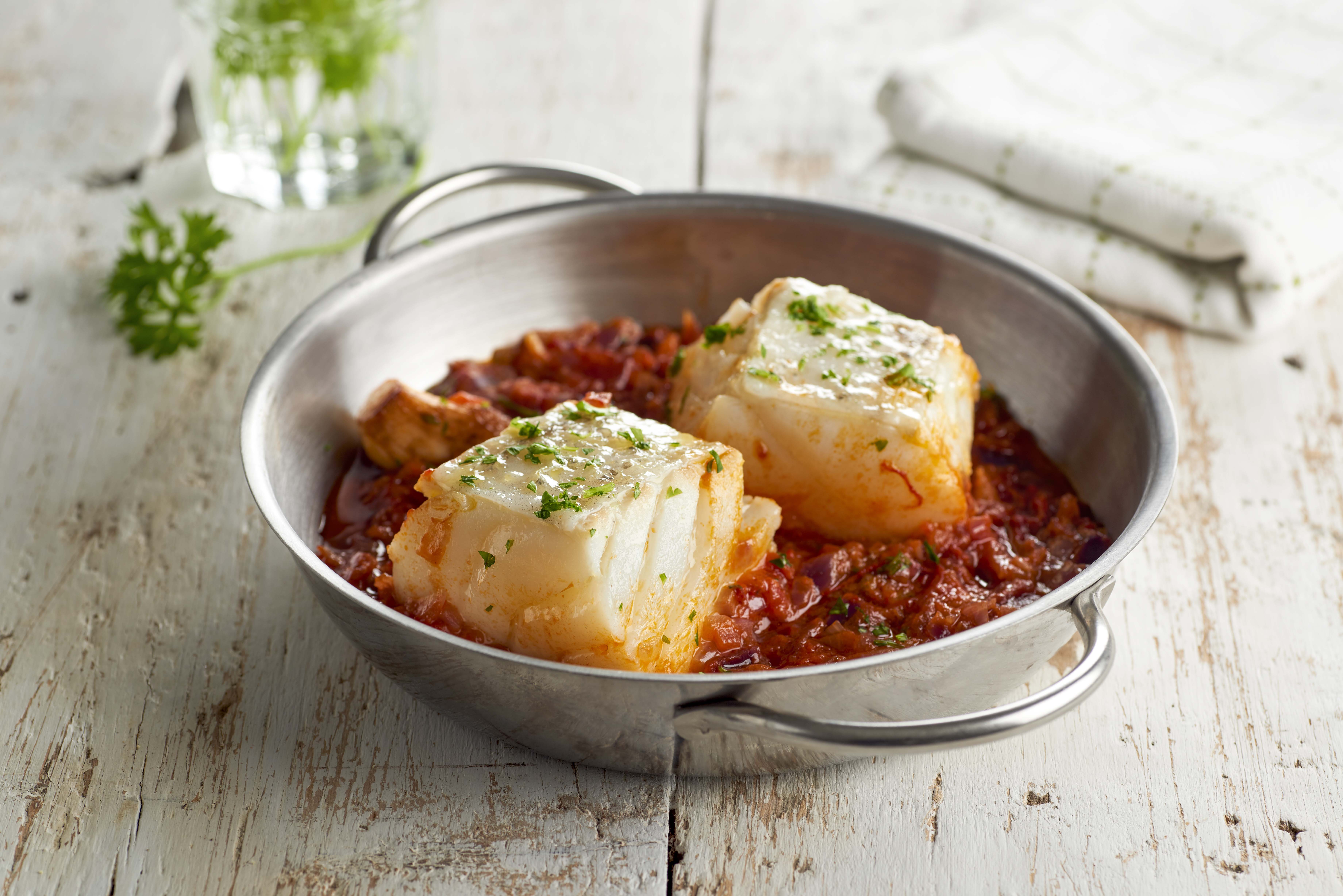 Bacalao a la vizcaína con tomate