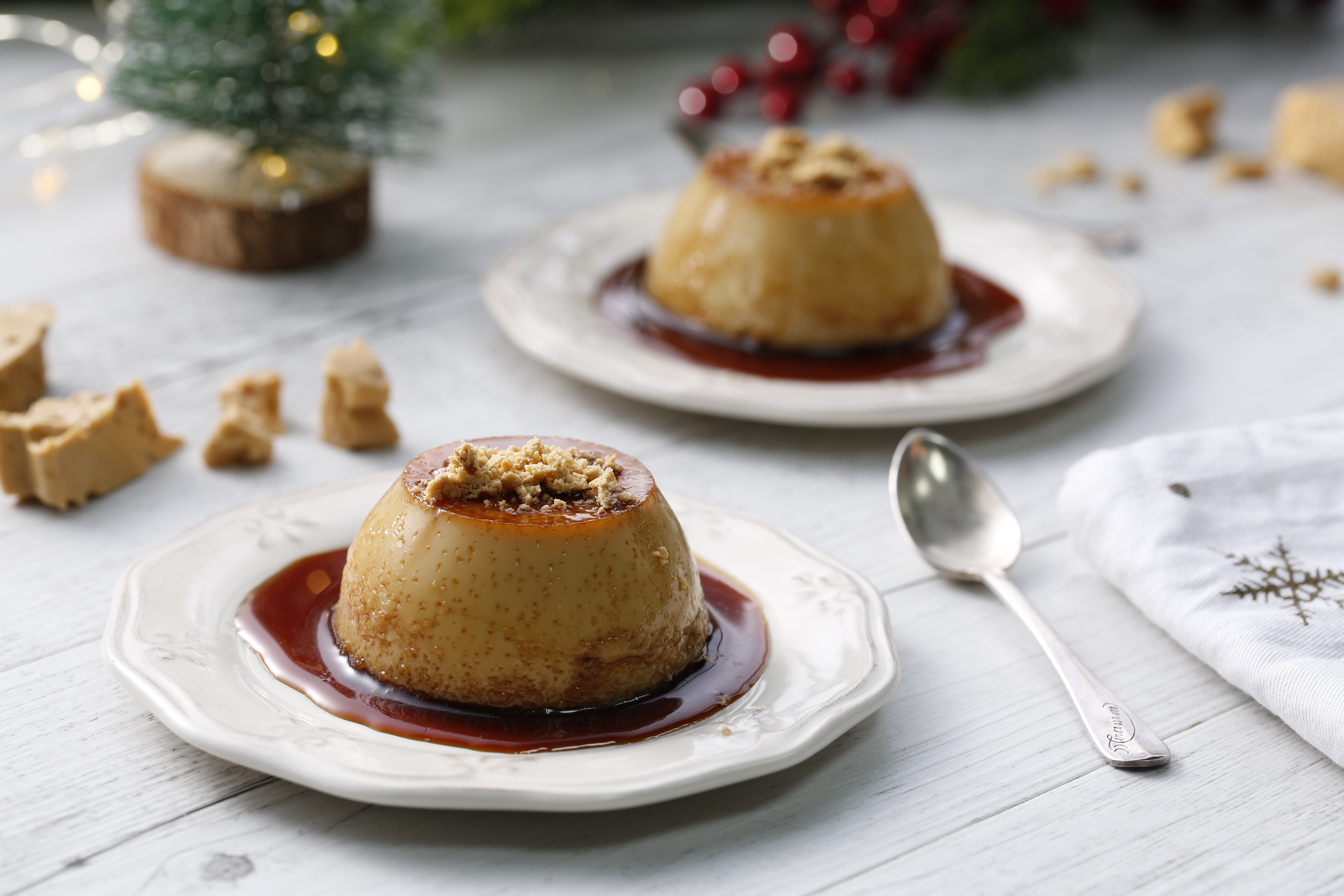 Flan de turrón y leche condensada