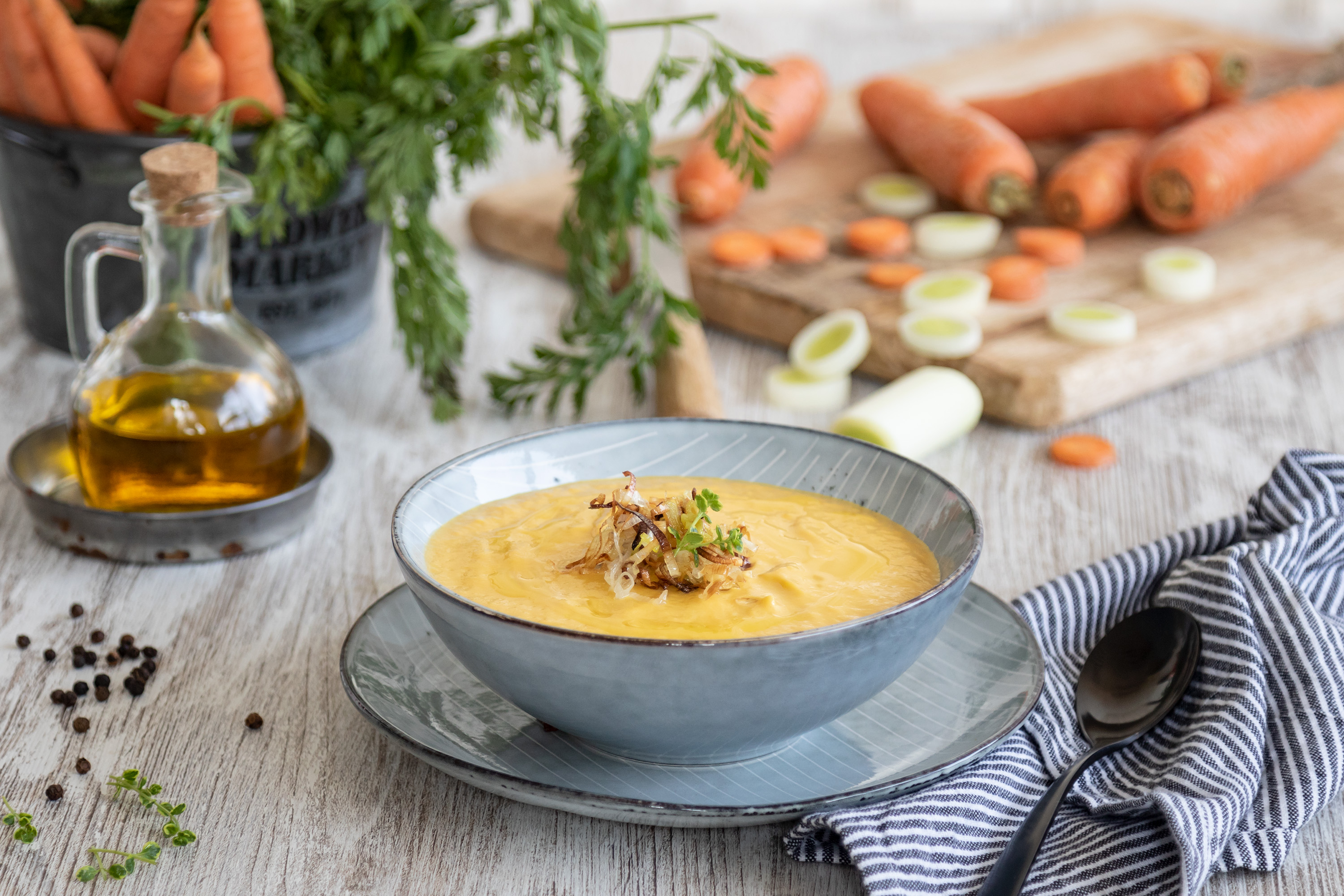 Crema de zanahoria y puerros
