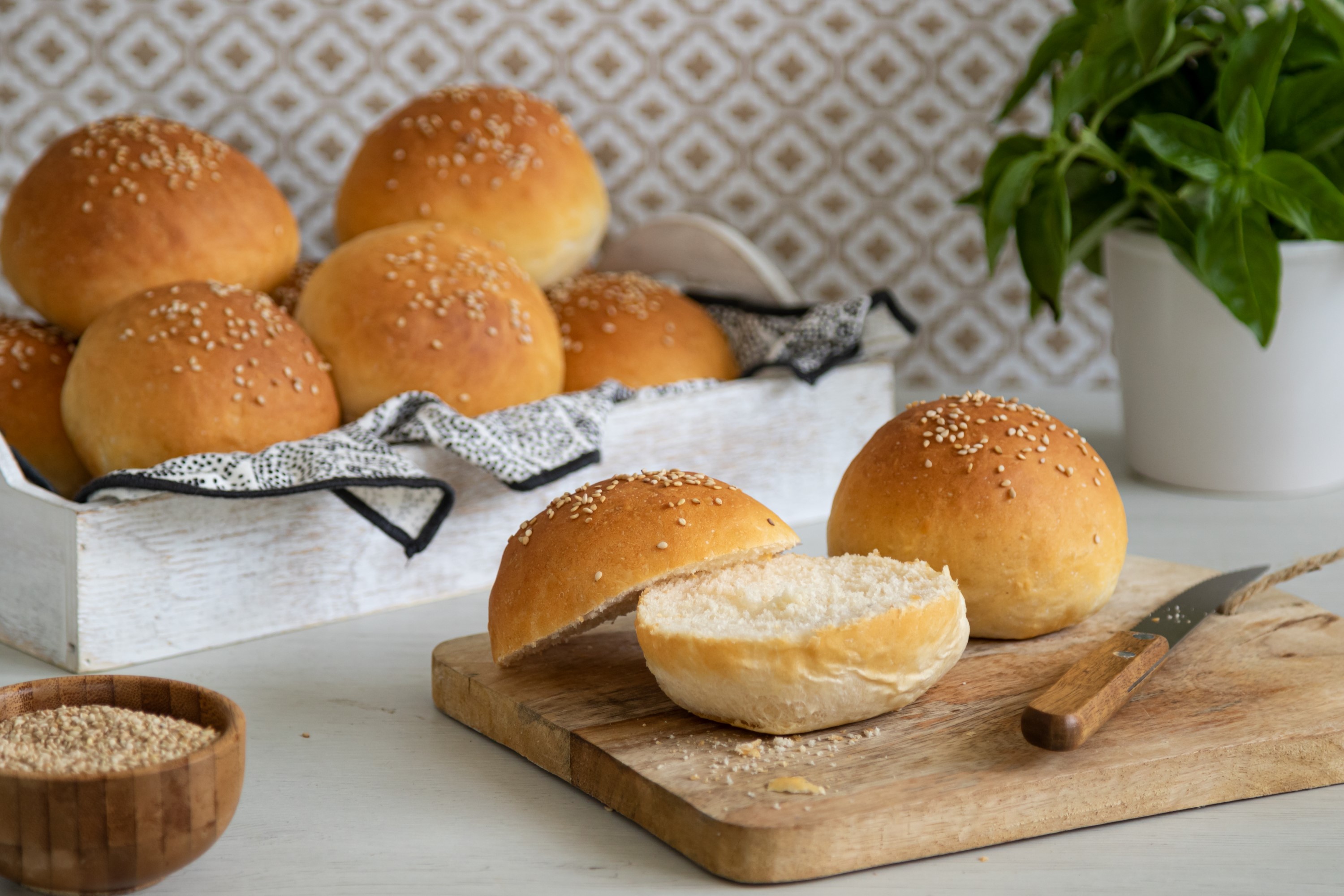 Pan de hamburguesa en panificadora
