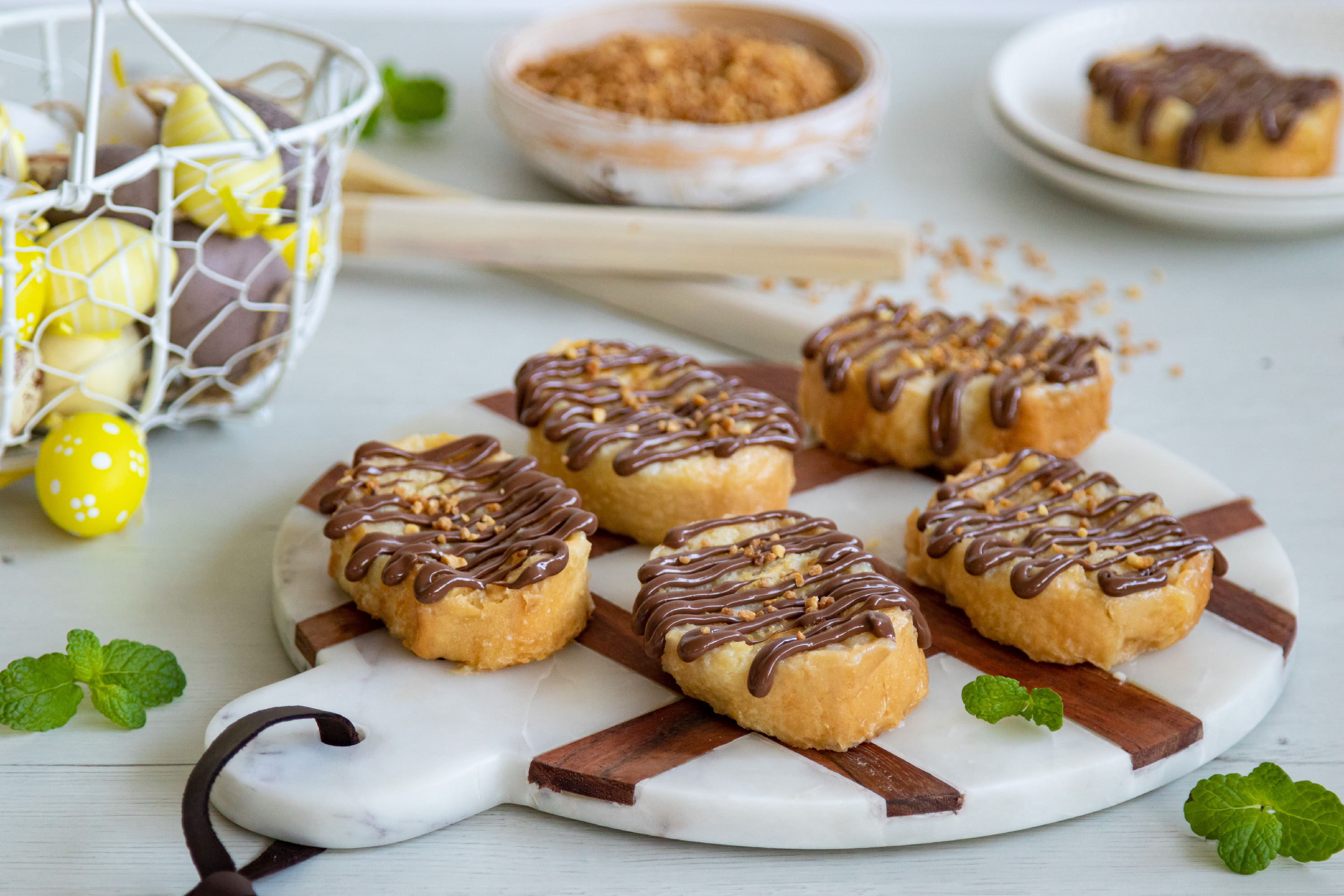 Torrijas de leche condensada al horno con chocolate con leche