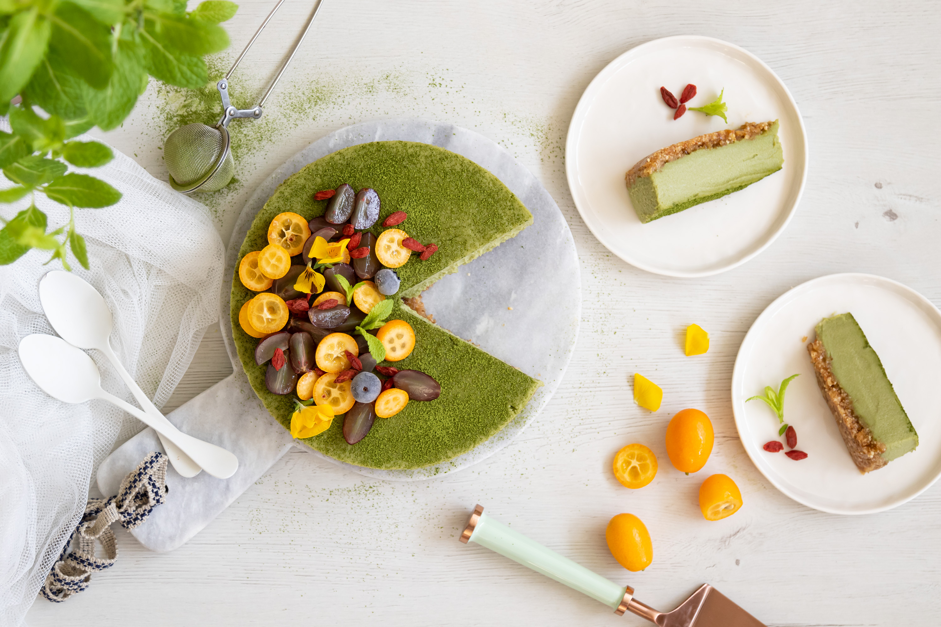 Tarta de té matcha