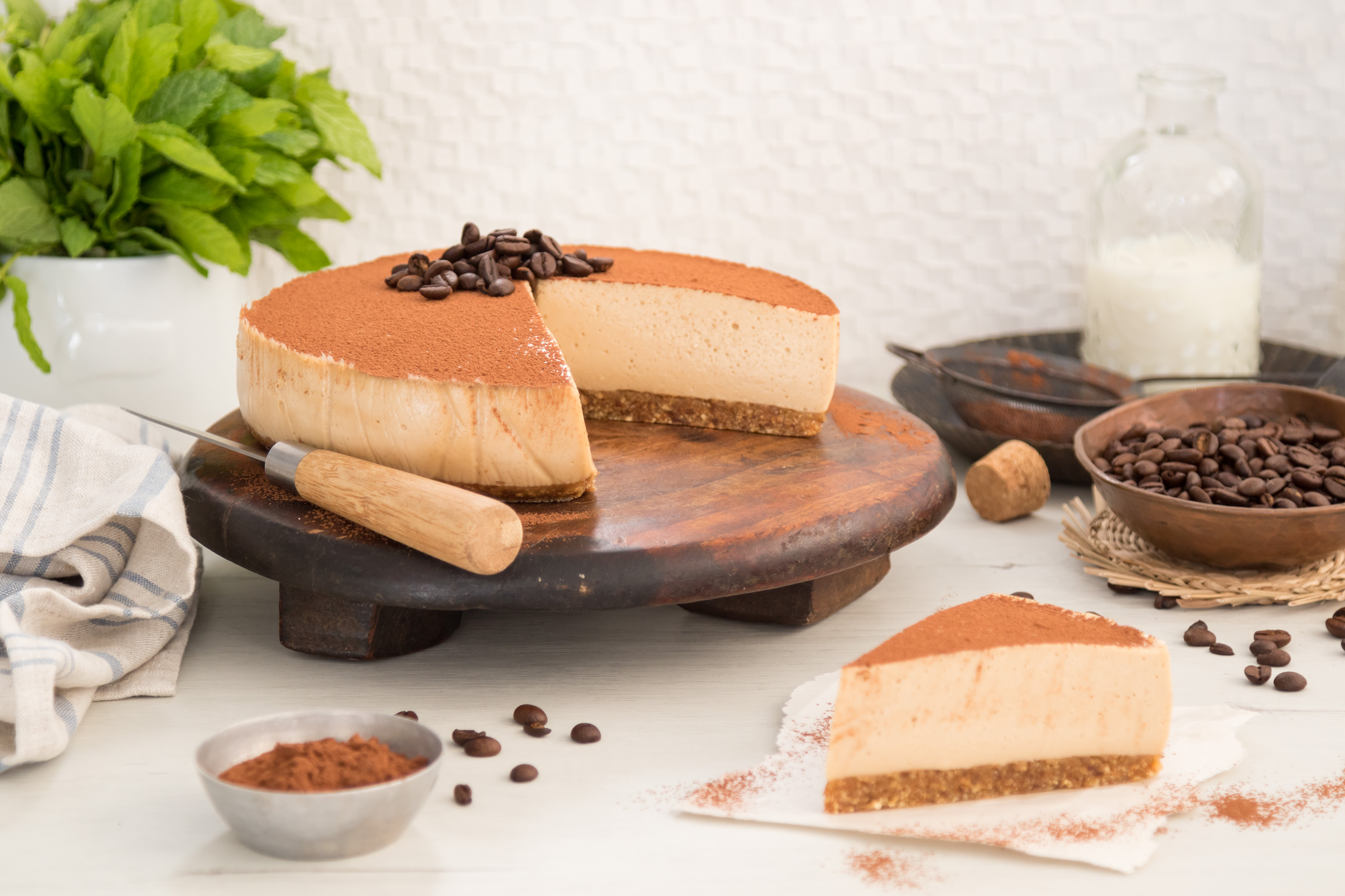 Tarta de queso y café sin horno