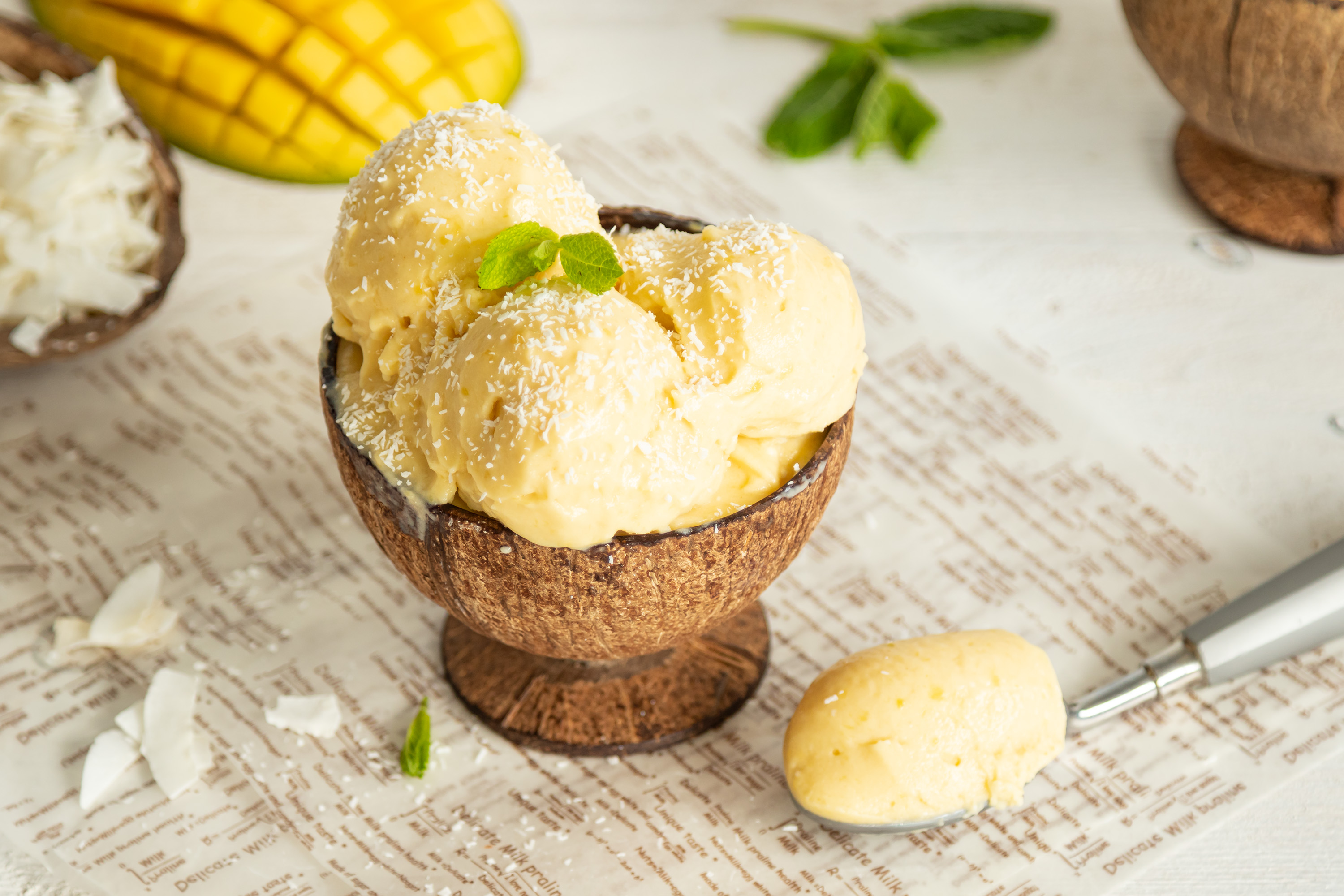 Helado de mango y coco