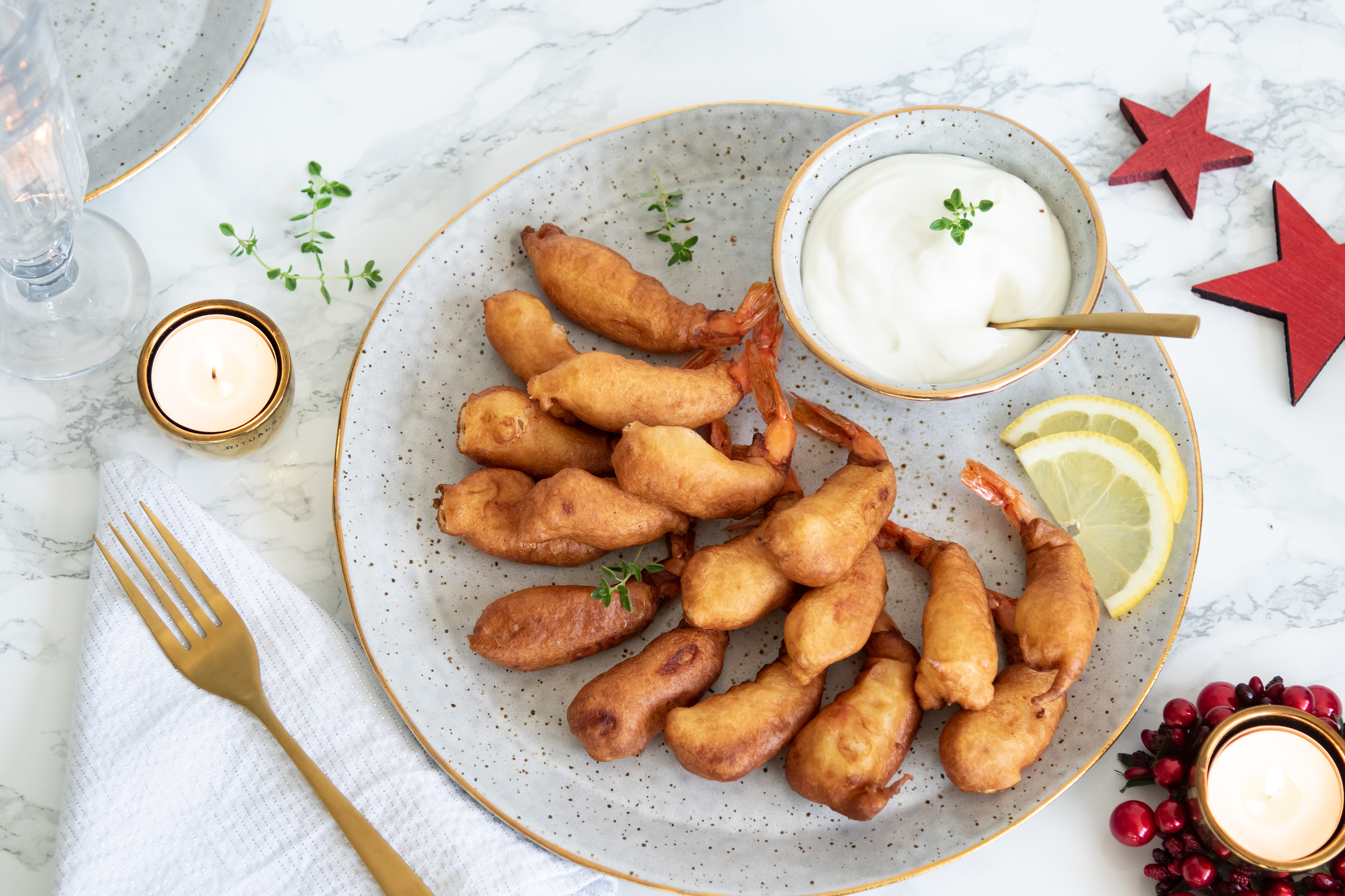 Gambas en gabardina