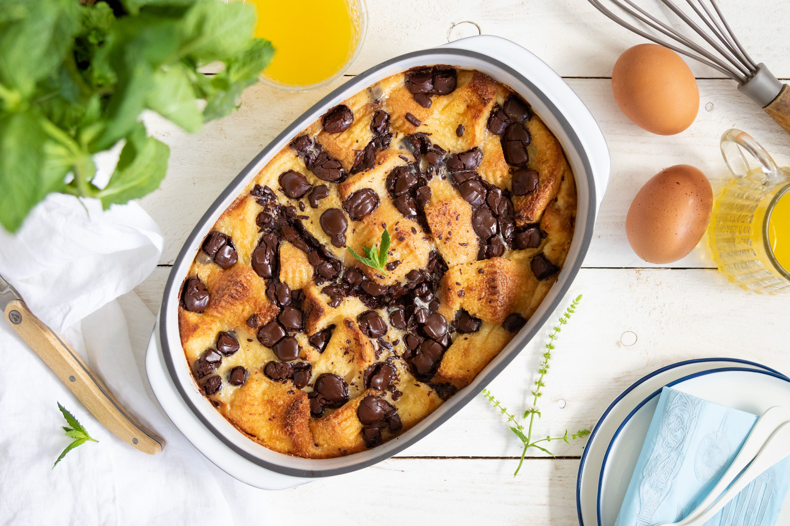 Pudding de magdalenas y chocolate