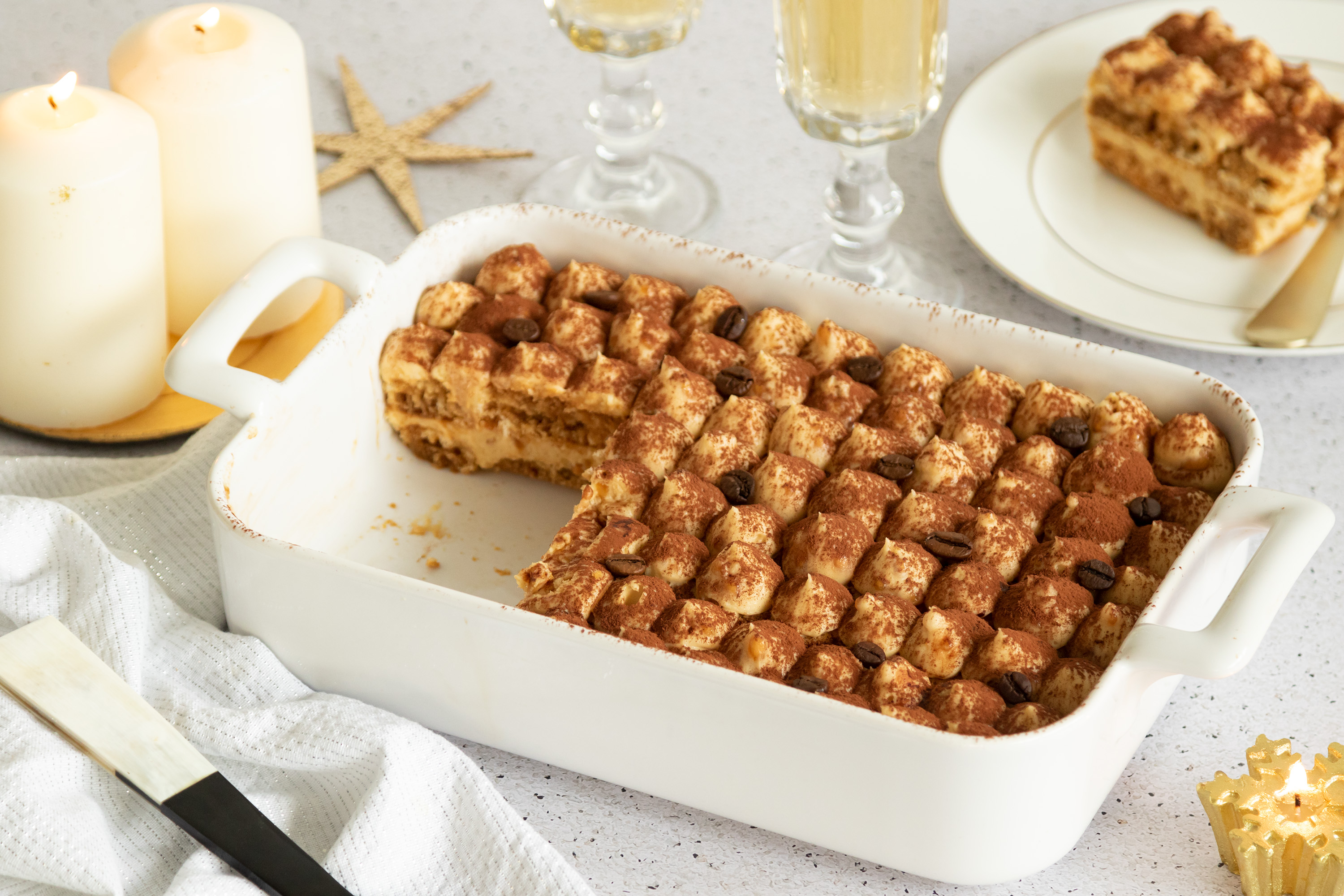 Tiramisú de turrón sin huevo