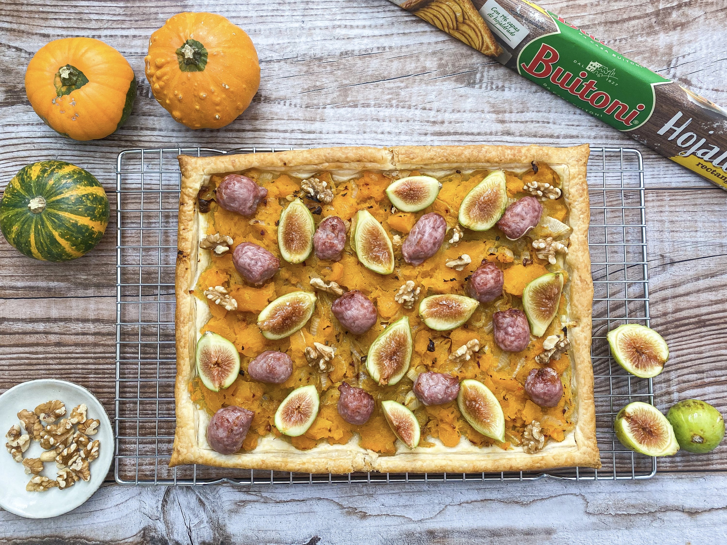 Tarta de higos y hojaldre con calabaza y nueces en Thermomix®(TM6, TM5)