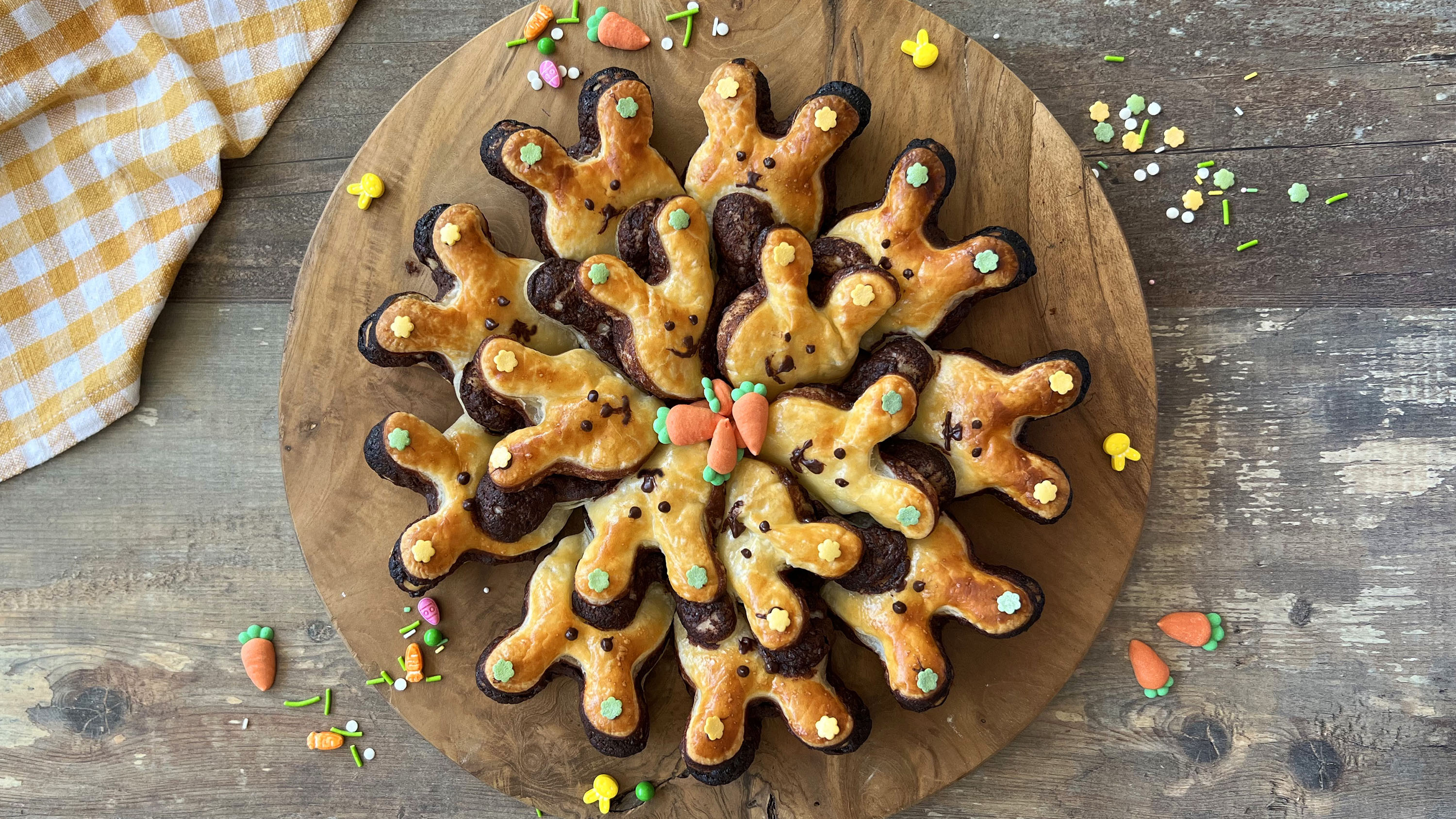 Nido de conejitos de hojaldre para Pascua
