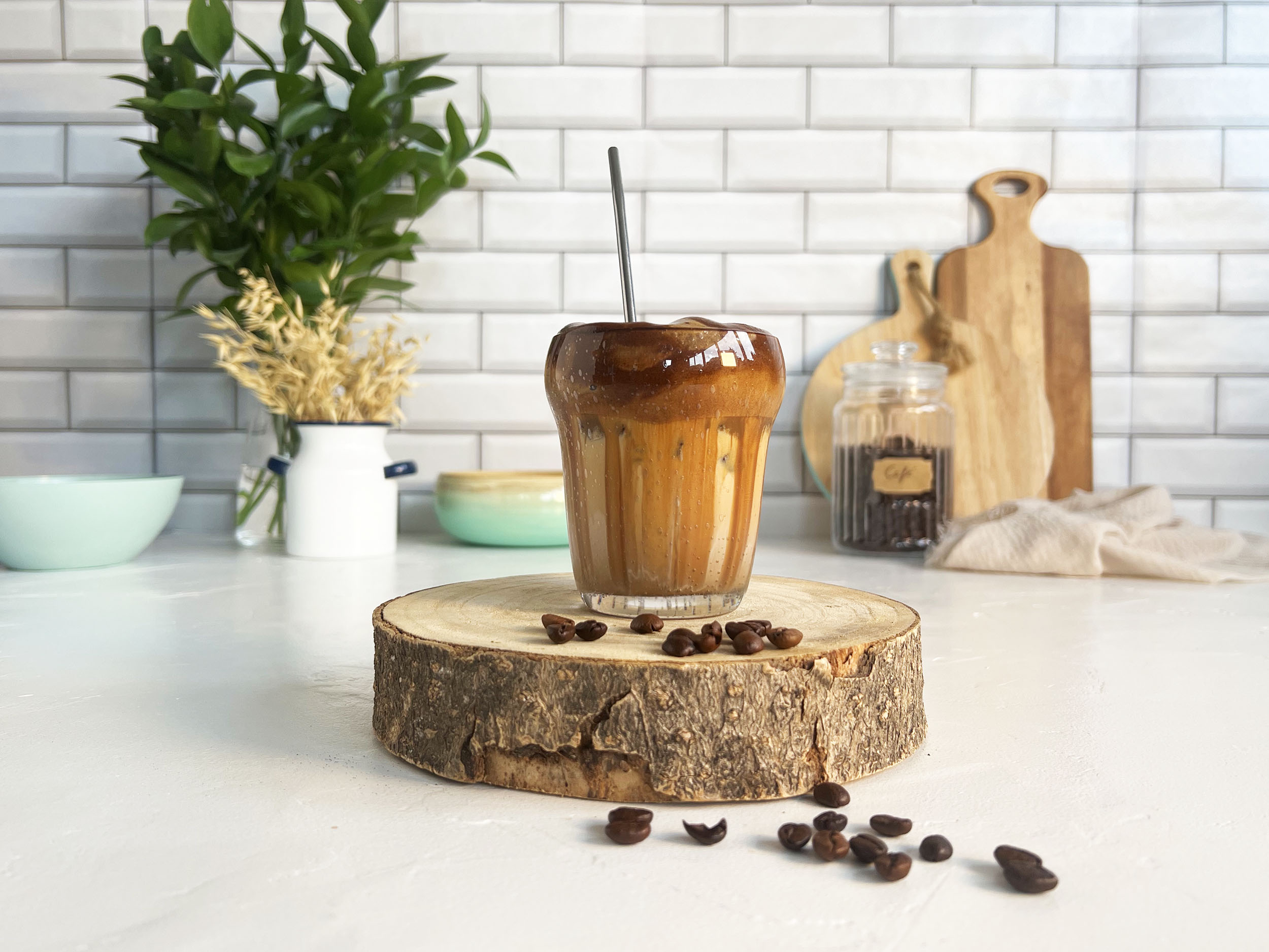 Café dalgona con leche condensada