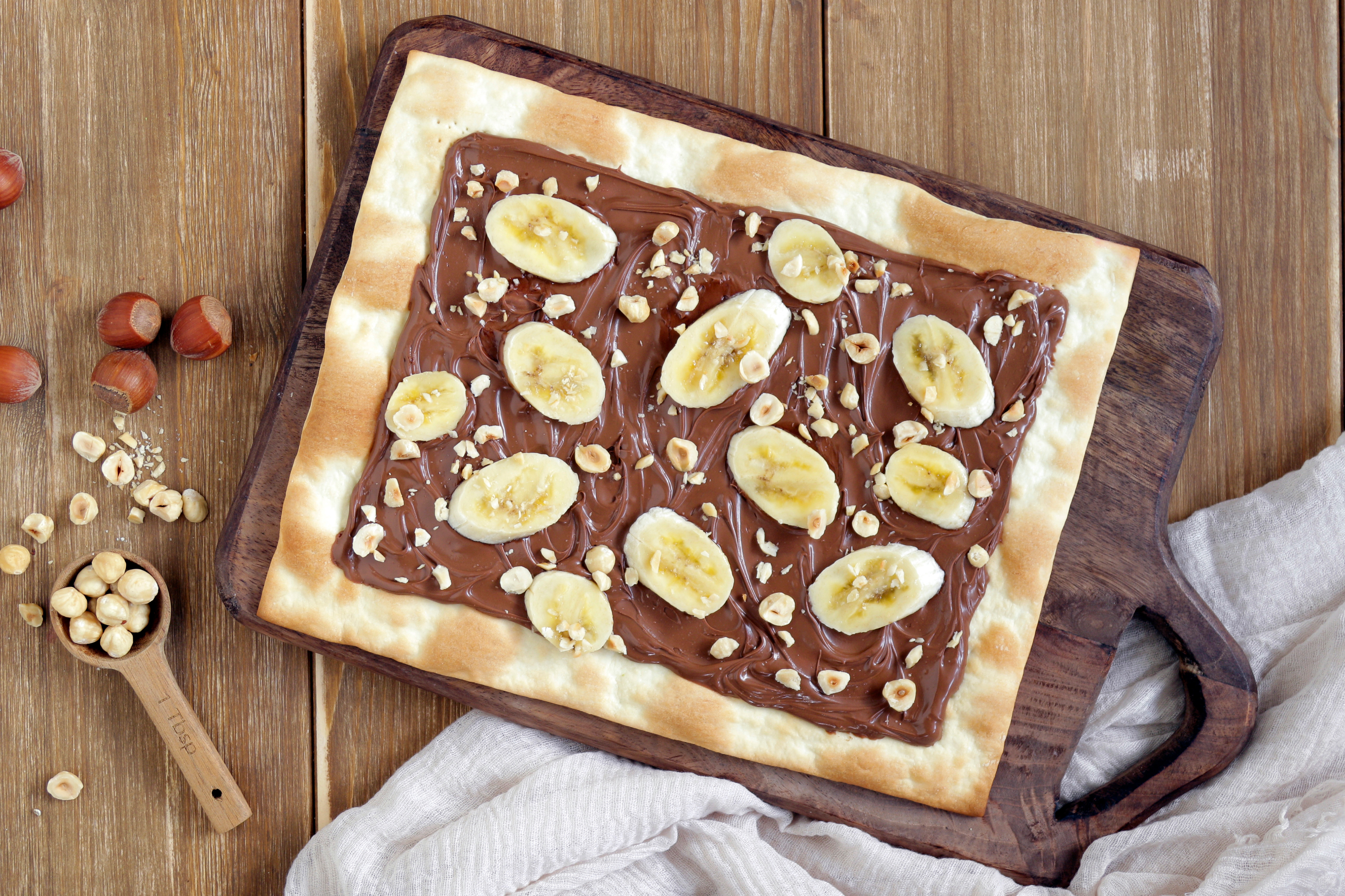 Pizza de chocolate y plátano