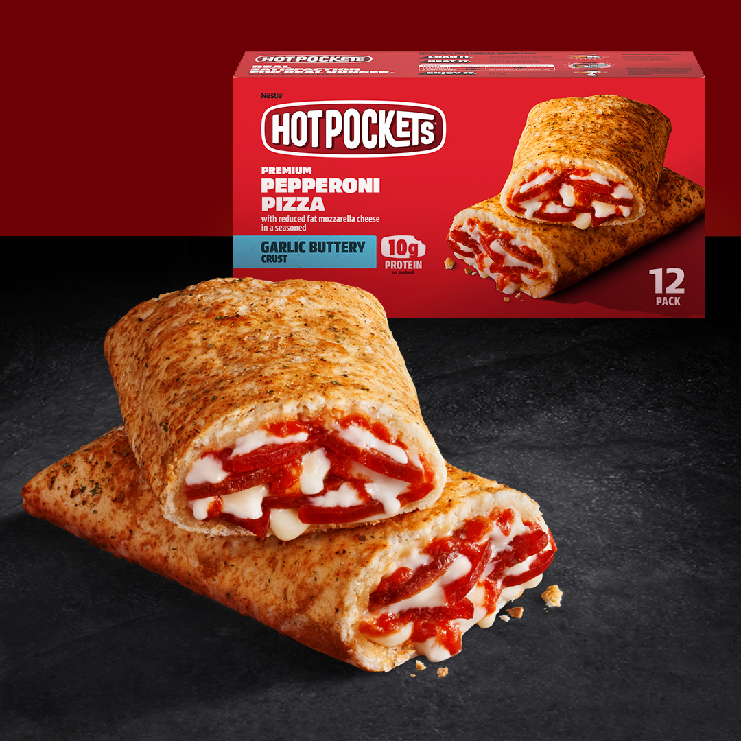 HOT POCKETS® de masa de ajo y mantequilla rellenos de pizza de pepperoni  premium | El Mejor Nido