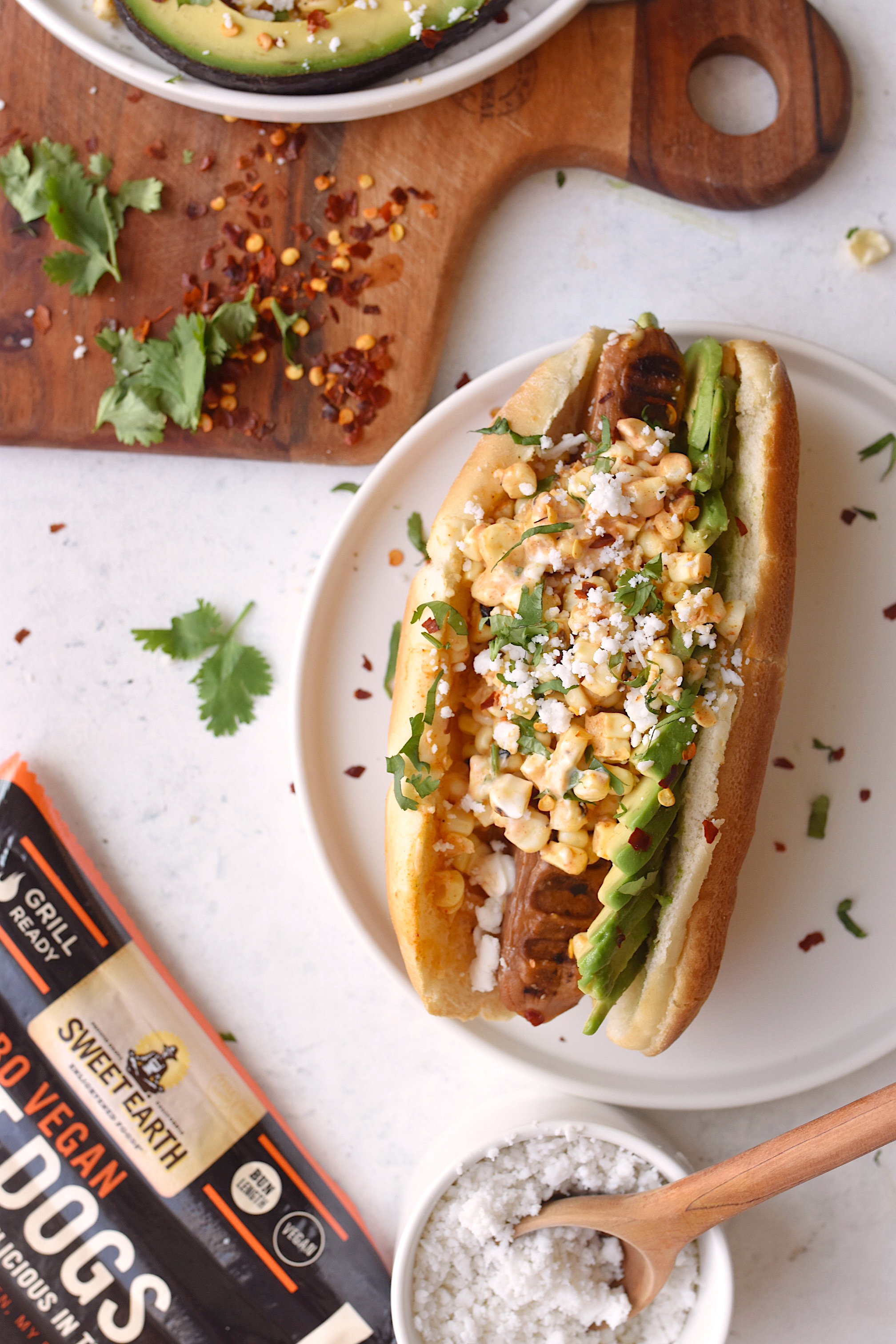 Vegan Elote Hot Dogs | Official SWEET EARTH® FOODS