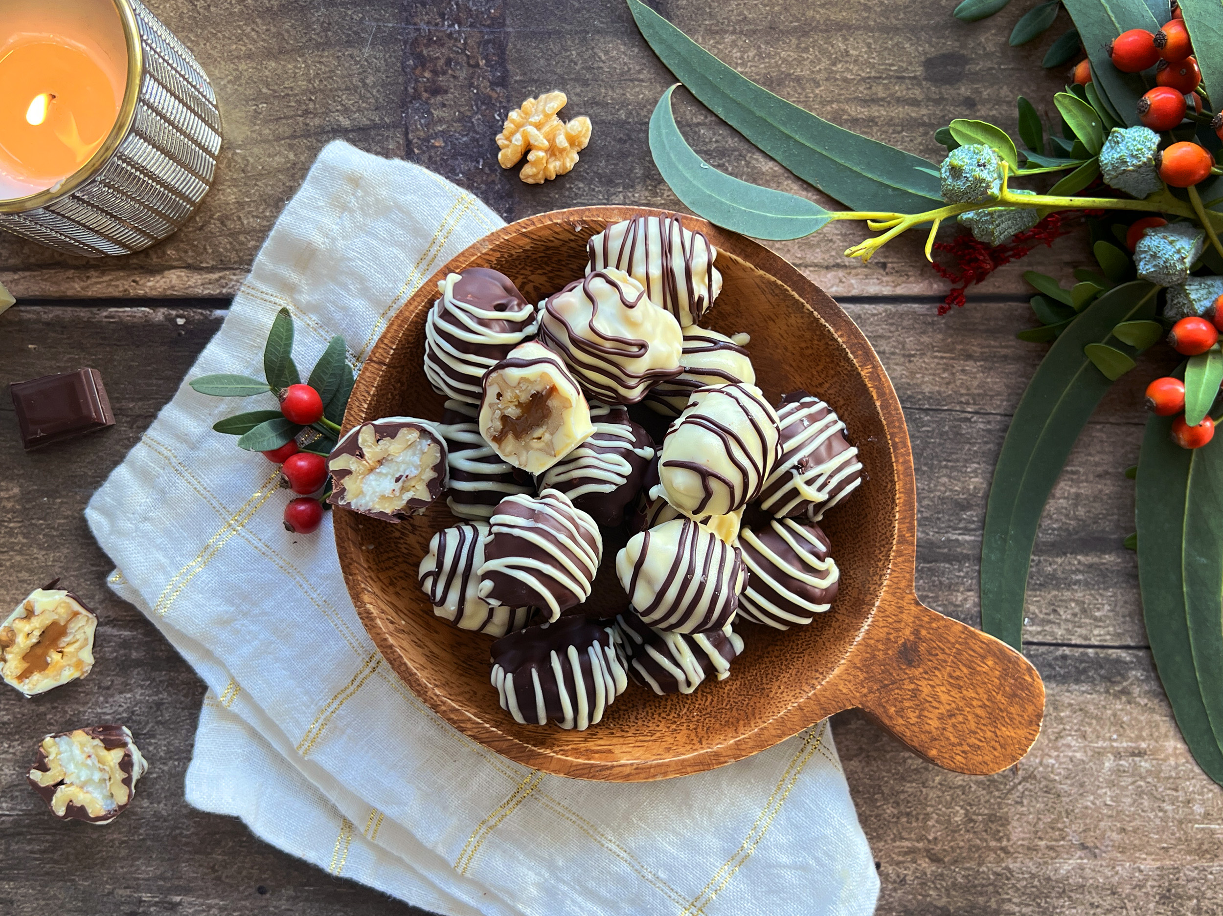 Bombones de nueces y chocolate