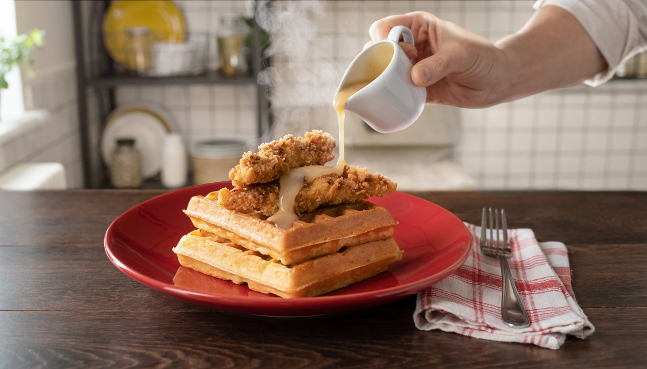 Caramel Maple Chicken Waffles