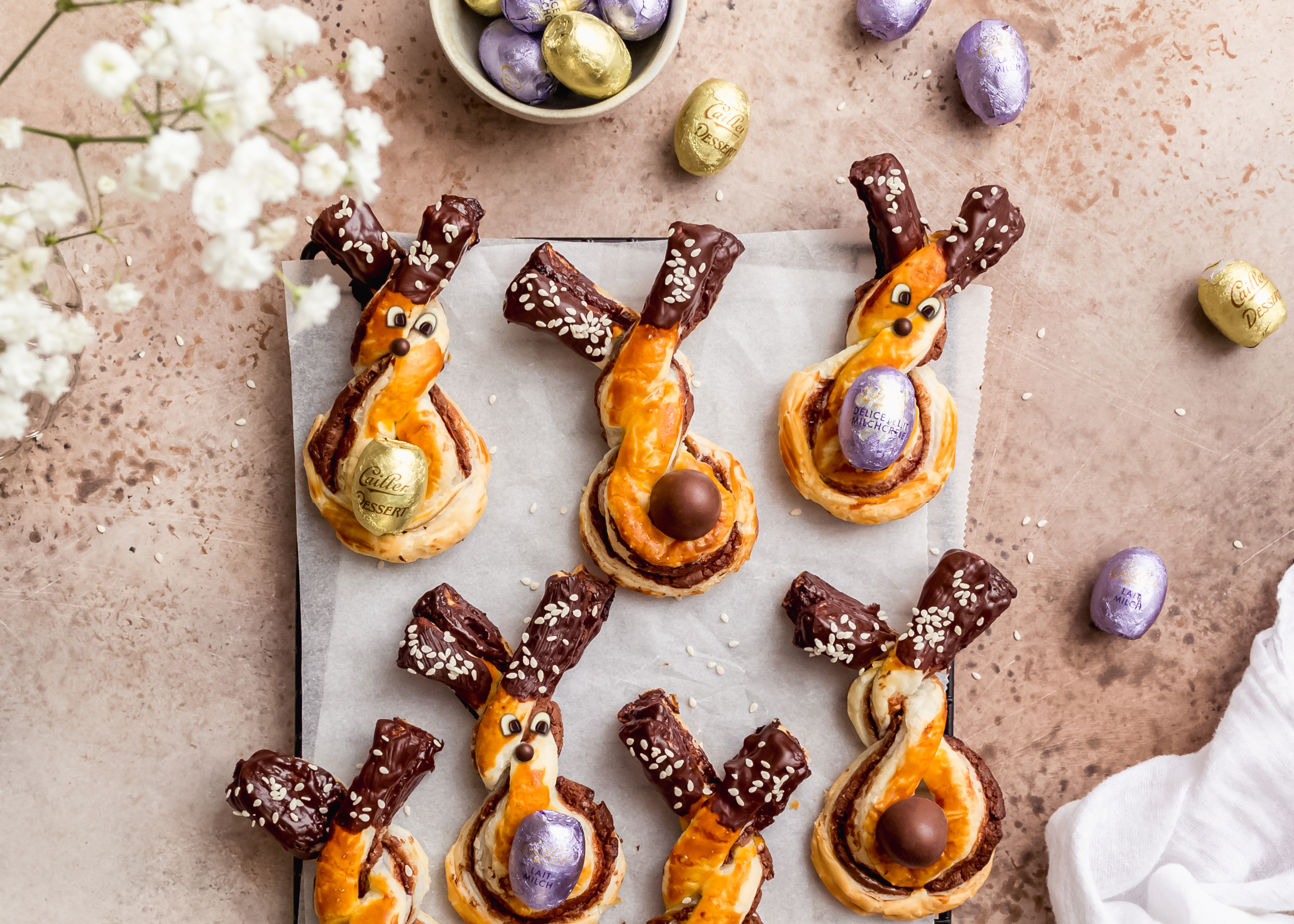 Lapins feuilletés au chocolat au lait