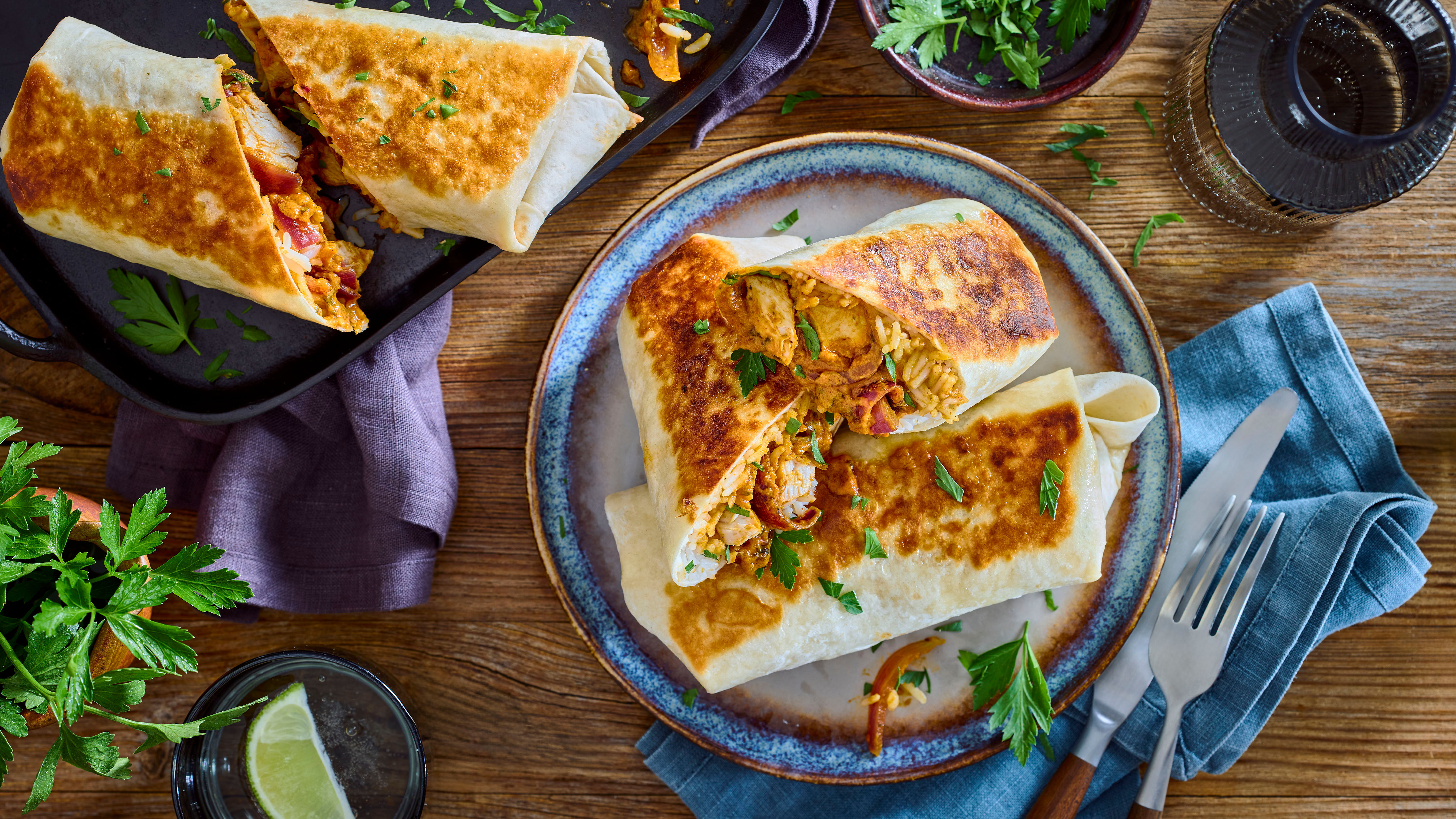 Burrito de pollo Tikka Masala