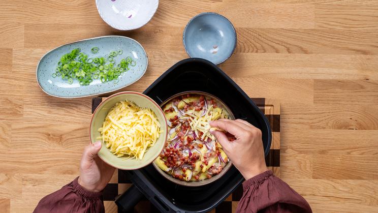 Schupfnudeln Flammkuchen-Style im Airfryer