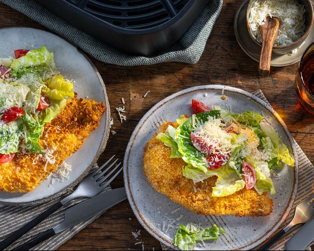 Chicken Caesar Schnitzel im Airfryer