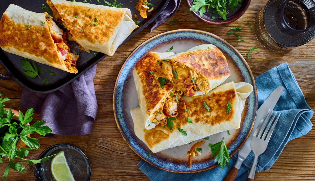 Burrito de pollo Tikka Masala