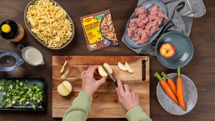 Pfeffer-Rahm-Geschnetzeltes mit Spätzle