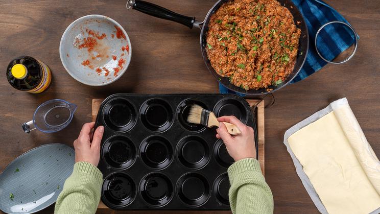 Hackfleisch-Blätterteig-Törtchen