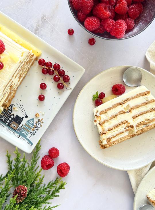 Tarta de galletas con leche condensada y piña