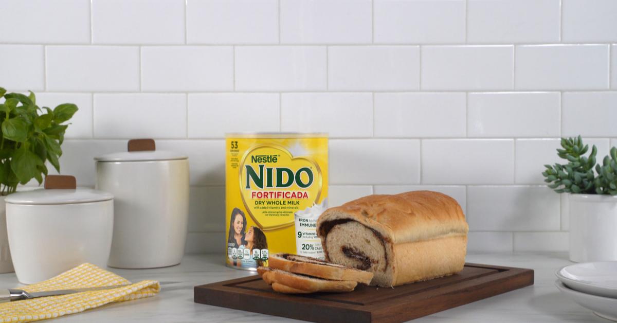 NIDO® Milk Chocolate Swirl Bread with rich chocolate in soft bread, made with NIDO® Fortificada.