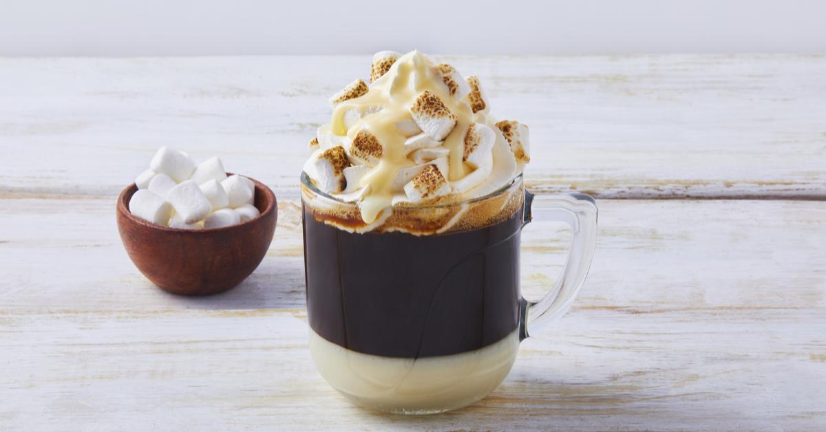 Chocolate Bonbon Coffee with LA LECHERA® milk and SEATTLE'S BEST COFFEE, served in a mug with a creamy texture.