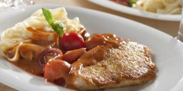 Puten-Piccata Milanese mit Tagliatelle