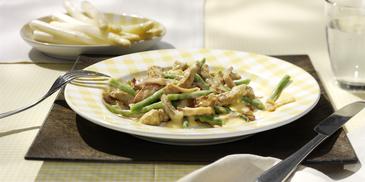 Deftige Schweinefilet-Pfanne mit Spargel