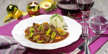 Hirschragout mit Gemüse