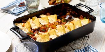 Ratatouille-Polenta-Auflauf mit Feta