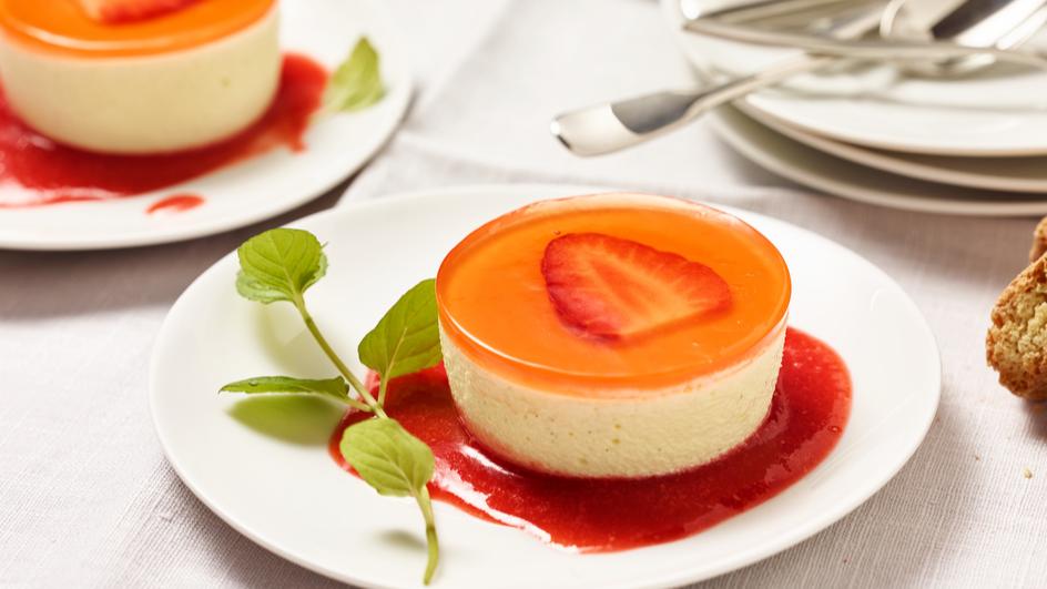 Weiße Schokoladencreme mit Aperol-Gelee