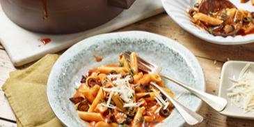 Scharfe Auberginensauce mit Pasta